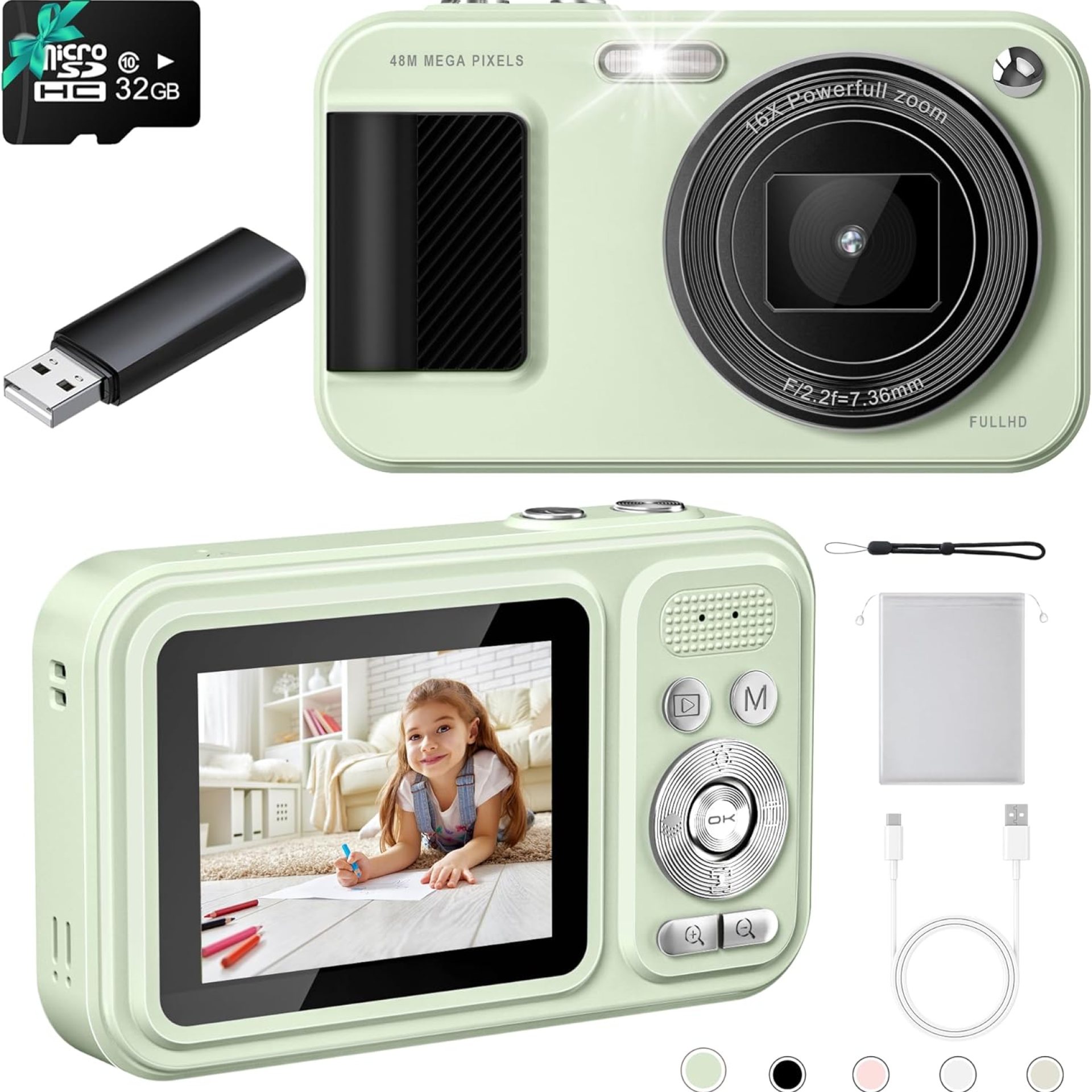 Digital Camera, Student Cameras with 32GB Card. Autofocus 48MP Point and Shoot Digital Cameras, 16X Zoom Anti-Shake Vlogging Camera, Compact Small Cameras for Boys Girls Teenagers Digital Camera, Student Cameras with 32GB Card. Autofocus 48MP Point and Shoot Digital Cameras, 16X Zoom Anti-Shake Vlogging Camera, Compact Small Cameras for Boys Girls Teenagers