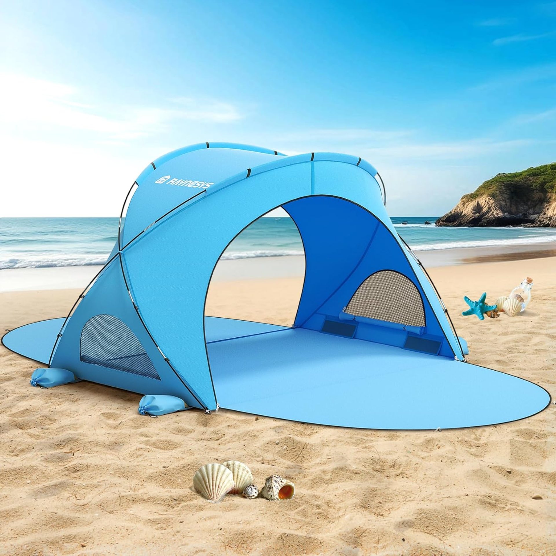 Beach Tent Sun Shelter, Beach Shade Tent with UPF50+ UV Protection, Beach Sun Shelter, Beach Shade with 2 Zippered Doors, Portable Beach Tent for Beach Camping Fishing Beach Tent Sun Shelter, Beach Shade Tent with UPF50+ UV Protection, Beach Sun Shelter, Beach Shade with 2 Zippered Doors, Portable Beach Tent for Beach Camping Fishing