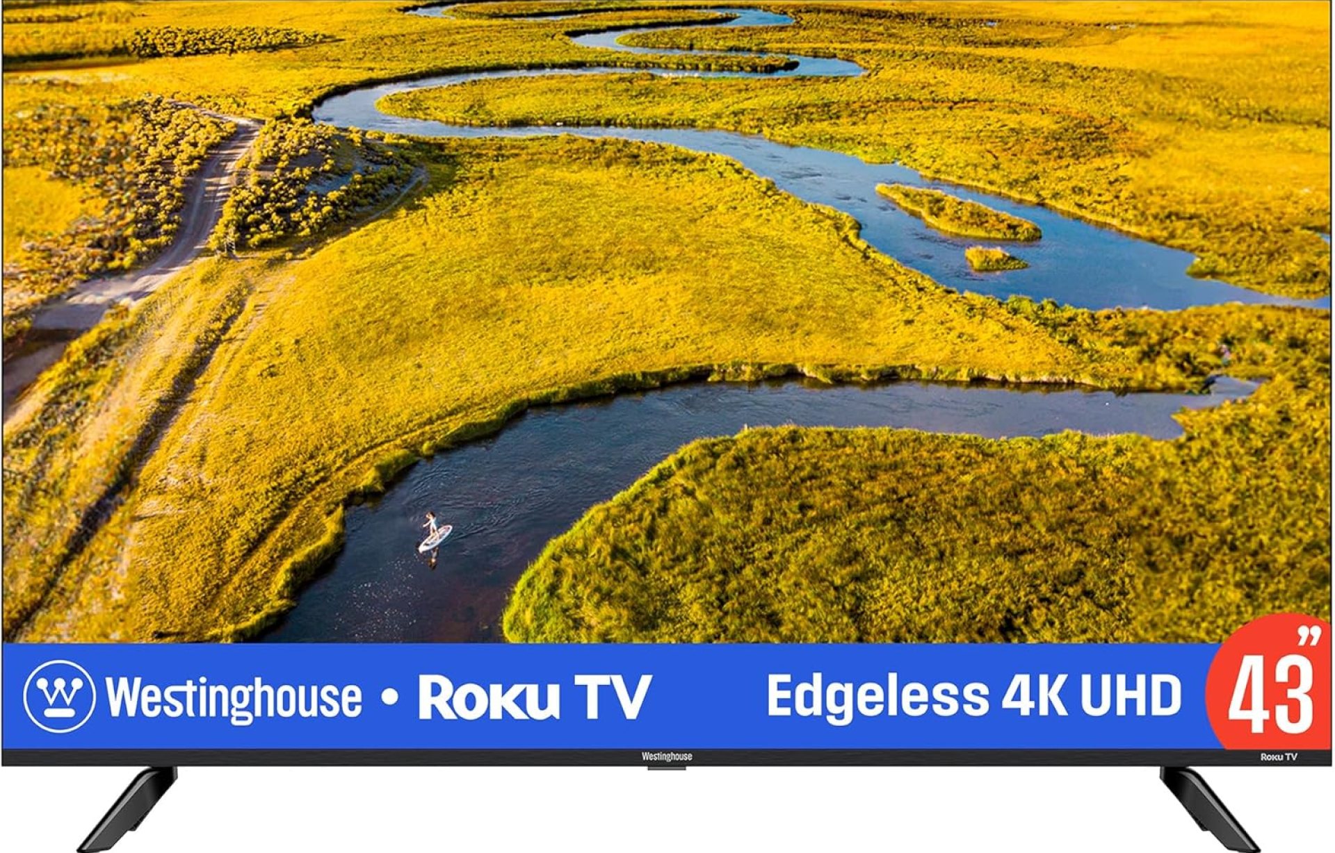 Westinghouse Edgeless Roku TV – 43 Inch Smart Television, 4K LED UHD w/HDR 10, Wi-Fi & Mobile App Connectivity, Flat Screen Compatible w/Apple Home Kit, Alexa, & Google Assistant Westinghouse Edgeless Roku TV – 43 Inch Smart Television, 4K LED UHD w/HDR 10, Wi-Fi & Mobile App Connectivity, Flat Screen Compatible w/Apple Home Kit, Alexa, & Google Assistant