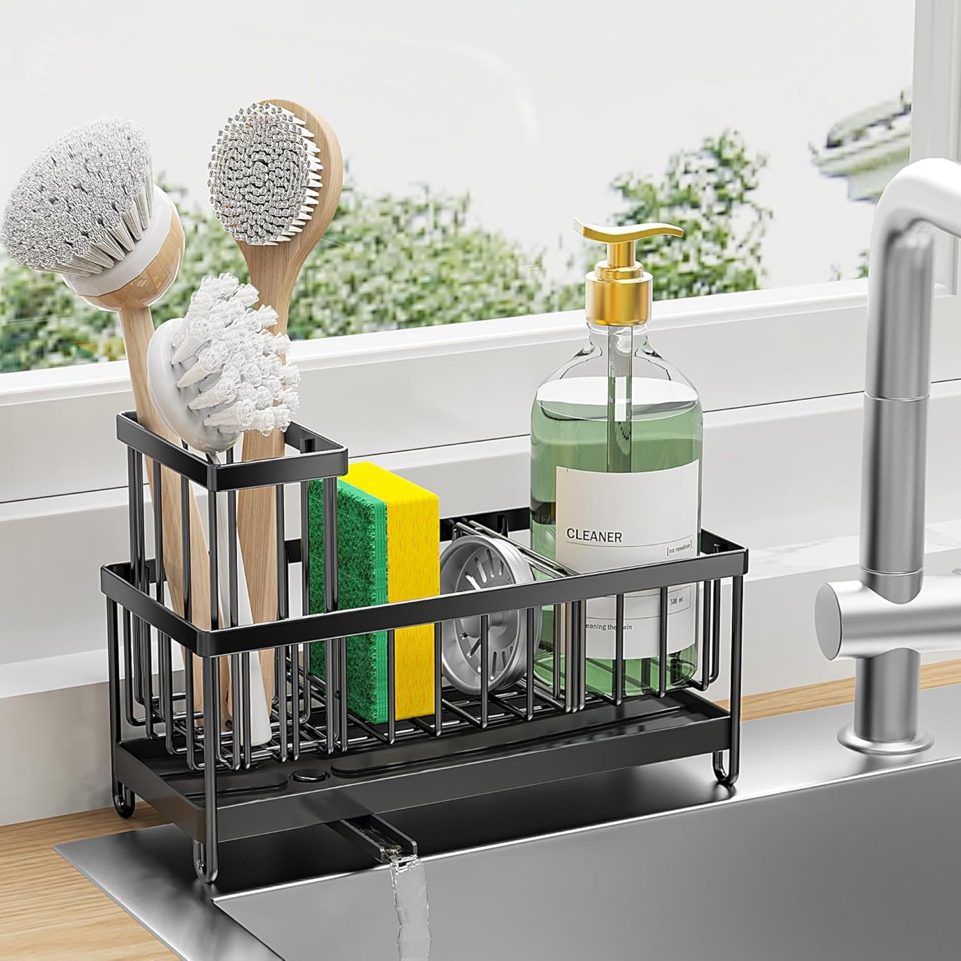 Cisily Sponge Holder for Kitchen Sink, Sink Caddy with High Brush Holder, Kitchen Sink Organizer Countertop Rustproof 304 Stainless Steel, Soap Dispenser Kitchen Organizers and Storage Essentials Cisily Sponge Holder for Kitchen Sink, Sink Caddy with High Brush Holder, Kitchen Sink Organizer Countertop Rustproof 304 Stainless Steel, Soap Dispenser Kitchen Organizers and Storage Essentials