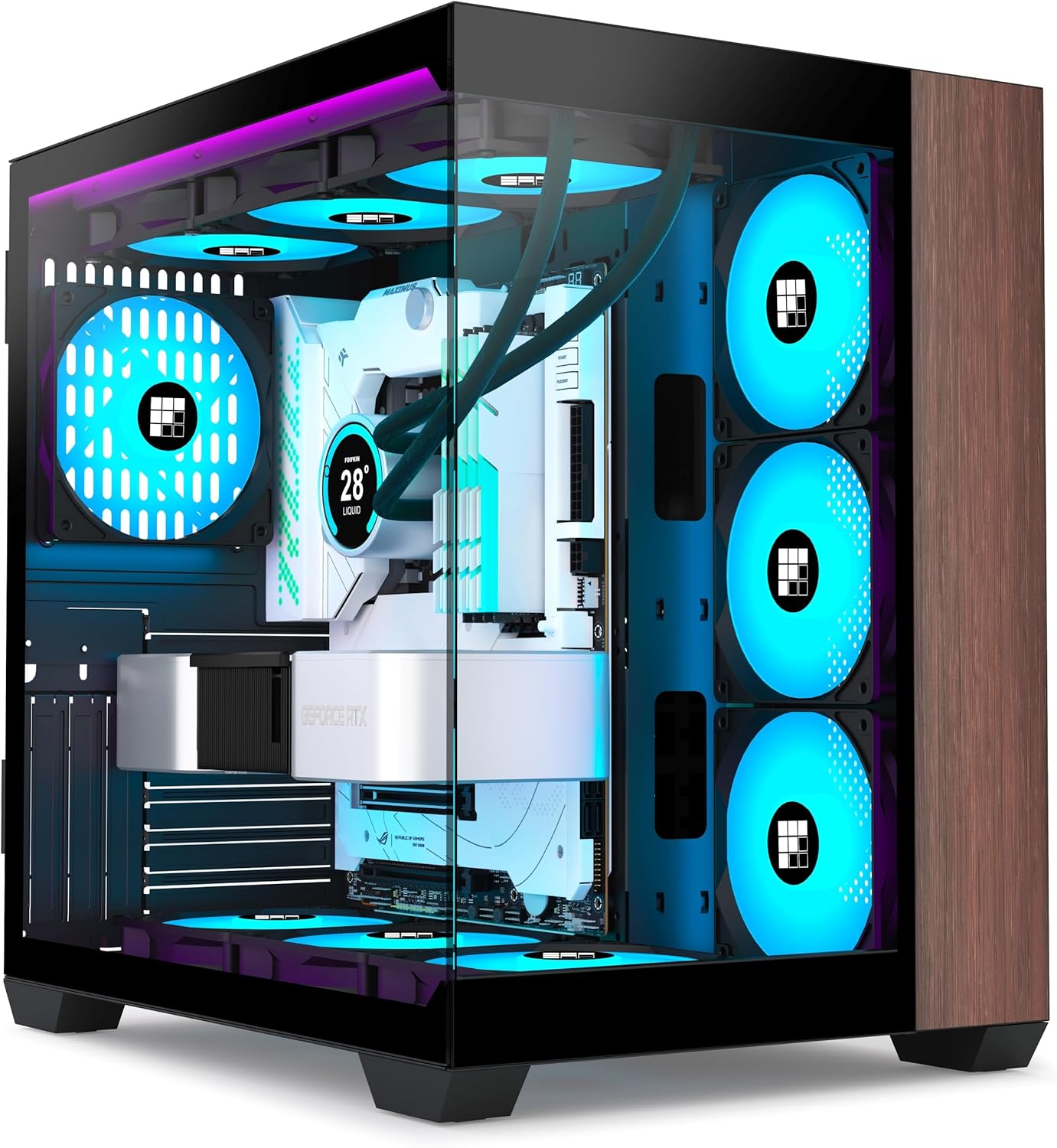 M9 PC Case -Wood Walnut Front Pane, Pre-Installed 3 PWM ARGB Fan, ATX Mid-Tower Gaming PC Case, 270° Panoramic Glass, Type-C, Black, FOIFKIN M9 PC Case -Wood Walnut Front Pane, Pre-Installed 3 PWM ARGB Fan, ATX Mid-Tower Gaming PC Case, 270° Panoramic Glass, Type-C, Black, FOIFKIN