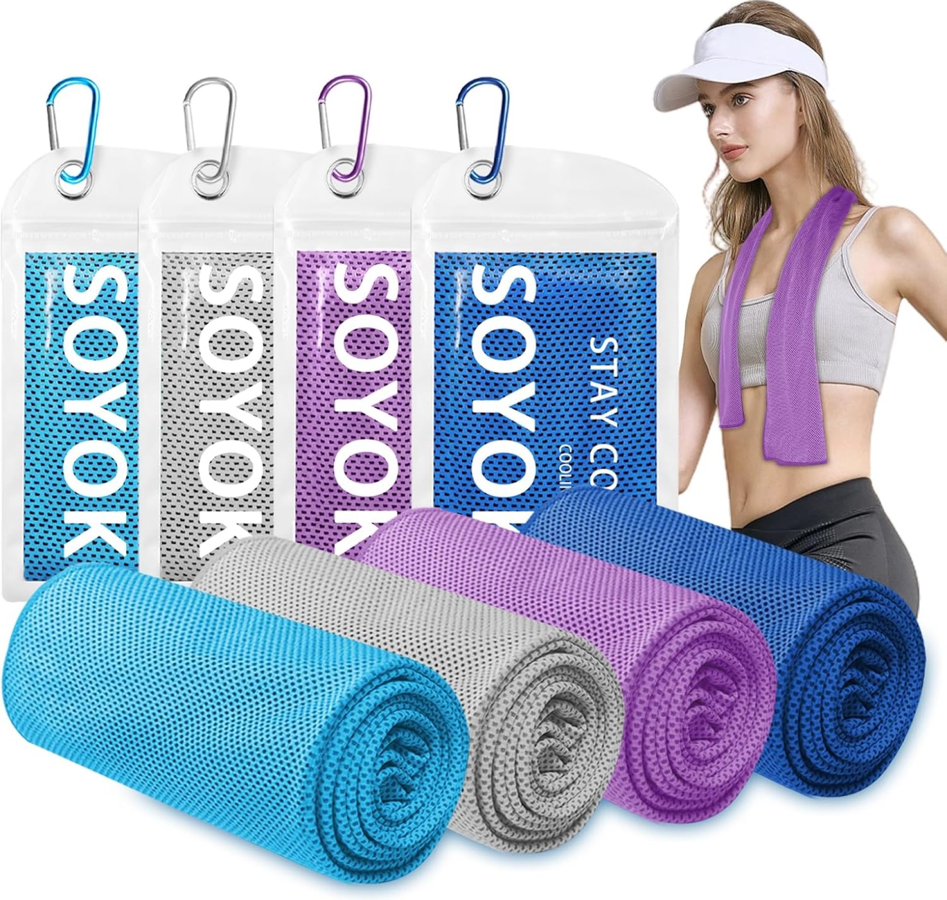 4 Packs Cooling Towels, 40″ x 12″ Microfiber Cooling Towels for Neck and Face, Soft Breathable for Working Out with Waterproof Bag & Carabiner, Suit for Climb,Travel, Running,Yoga 4 Packs Cooling Towels, 40″ x 12″ Microfiber Cooling Towels for Neck and Face, Soft Breathable for Working Out with Waterproof Bag & Carabiner, Suit for Climb,Travel, Running,Yoga