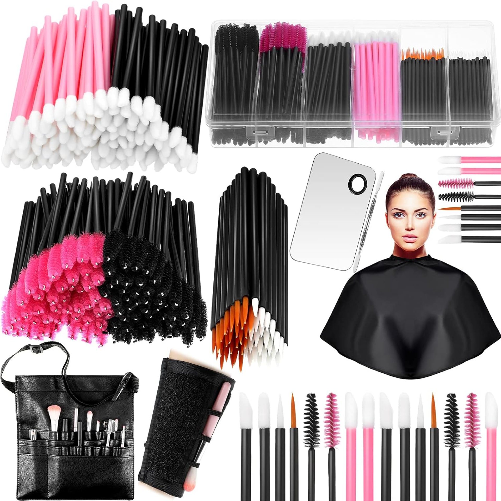 268 Pieces Disposable Makeup Tools Kit, Includes Eyeliner Brushes Makeup Short Waterproof Cape Stainless Steel Palette Mascara Wands Lipstick Applicators Plastic Organizer Box Bag Armband Cleaner 268 Pieces Disposable Makeup Tools Kit, Includes Eyeliner Brushes Makeup Short Waterproof Cape Stainless Steel Palette Mascara Wands Lipstick Applicators Plastic Organizer Box Bag Armband Cleaner