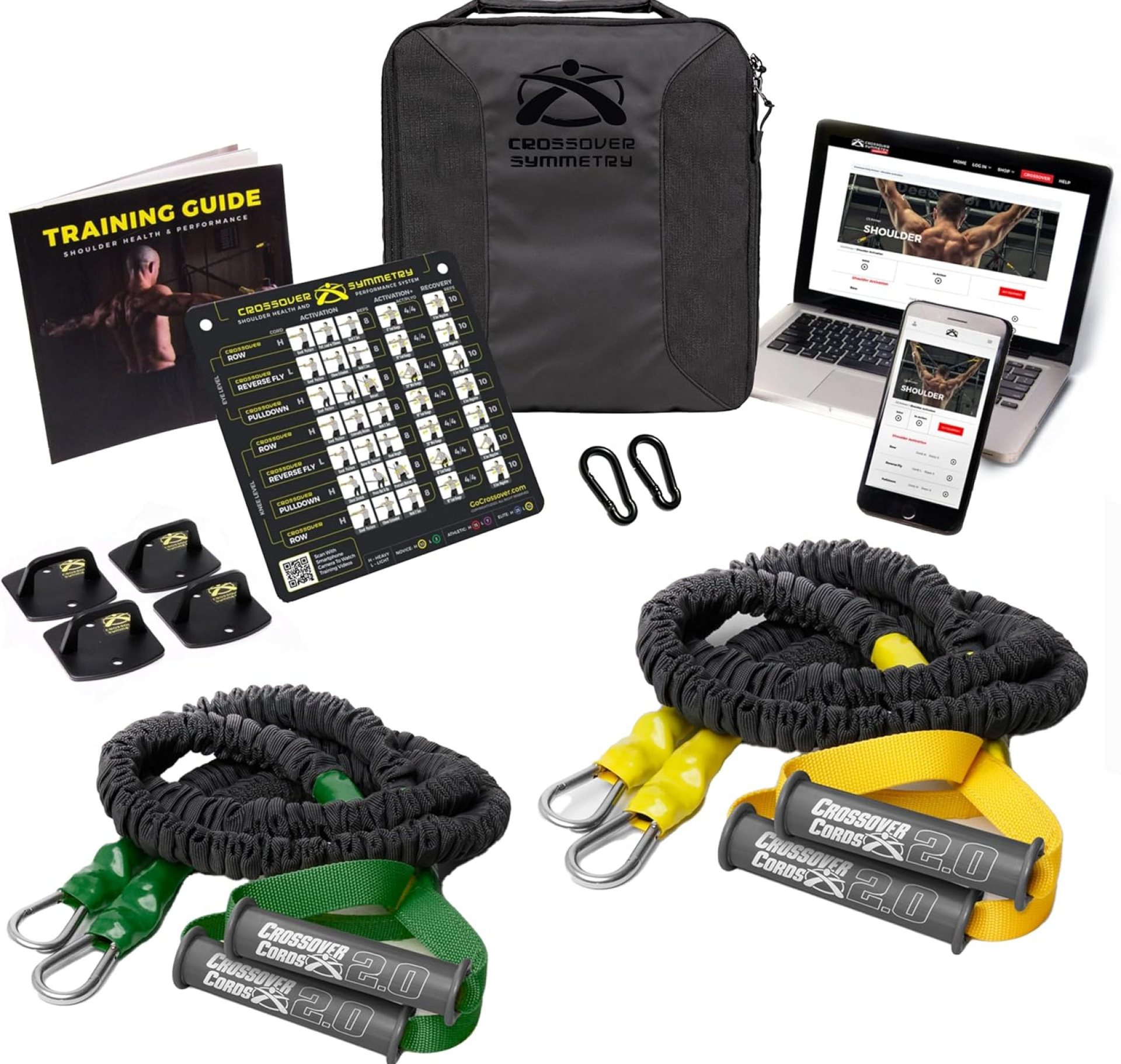 Crossover Symmetry Shoulder System Includes Two Sets of Resistance Bands Attachments Training Guide Exercise Chart Online Workouts for Home Fitness Rehab Rotator Cuff Exercises Crossover Symmetry Shoulder System Includes Two Sets of Resistance Bands Attachments Training Guide Exercise Chart Online Workouts for Home Fitness Rehab Rotator Cuff Exercises