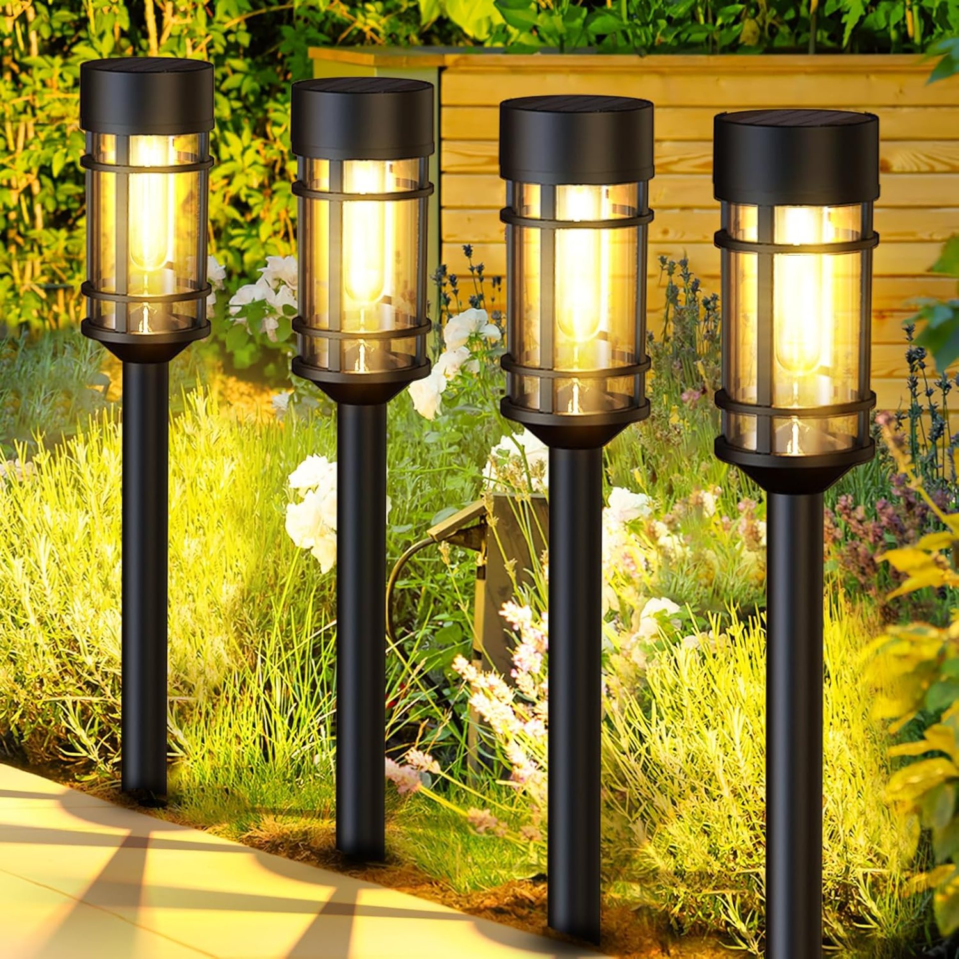 8 Pack Solar Pathway Lights Outdoor, Waterproof Solar Lights Outdoor with Metal & Glass Design – Auto On/Off, Long-Lasting, Landscape Lighting for Garden, Yard, Lawn, Driveway, Walkway 8 Pack Solar Pathway Lights Outdoor, Waterproof Solar Lights Outdoor with Metal & Glass Design – Auto On/Off, Long-Lasting, Landscape Lighting for Garden, Yard, Lawn, Driveway, Walkway