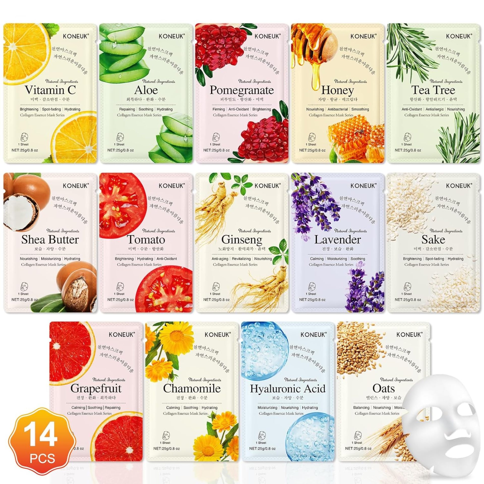 14 Pack Sheet Face Masks Skincare for All Skin Types, Hydrating Face Masks Suitable for Sensitive Skin, Bulk Facial Mask Set for Women Skin Care, Face Mask Gifts Set for Face Spa 14 Pack Sheet Face Masks Skincare for All Skin Types, Hydrating Face Masks Suitable for Sensitive Skin, Bulk Facial Mask Set for Women Skin Care, Face Mask Gifts Set for Face Spa
