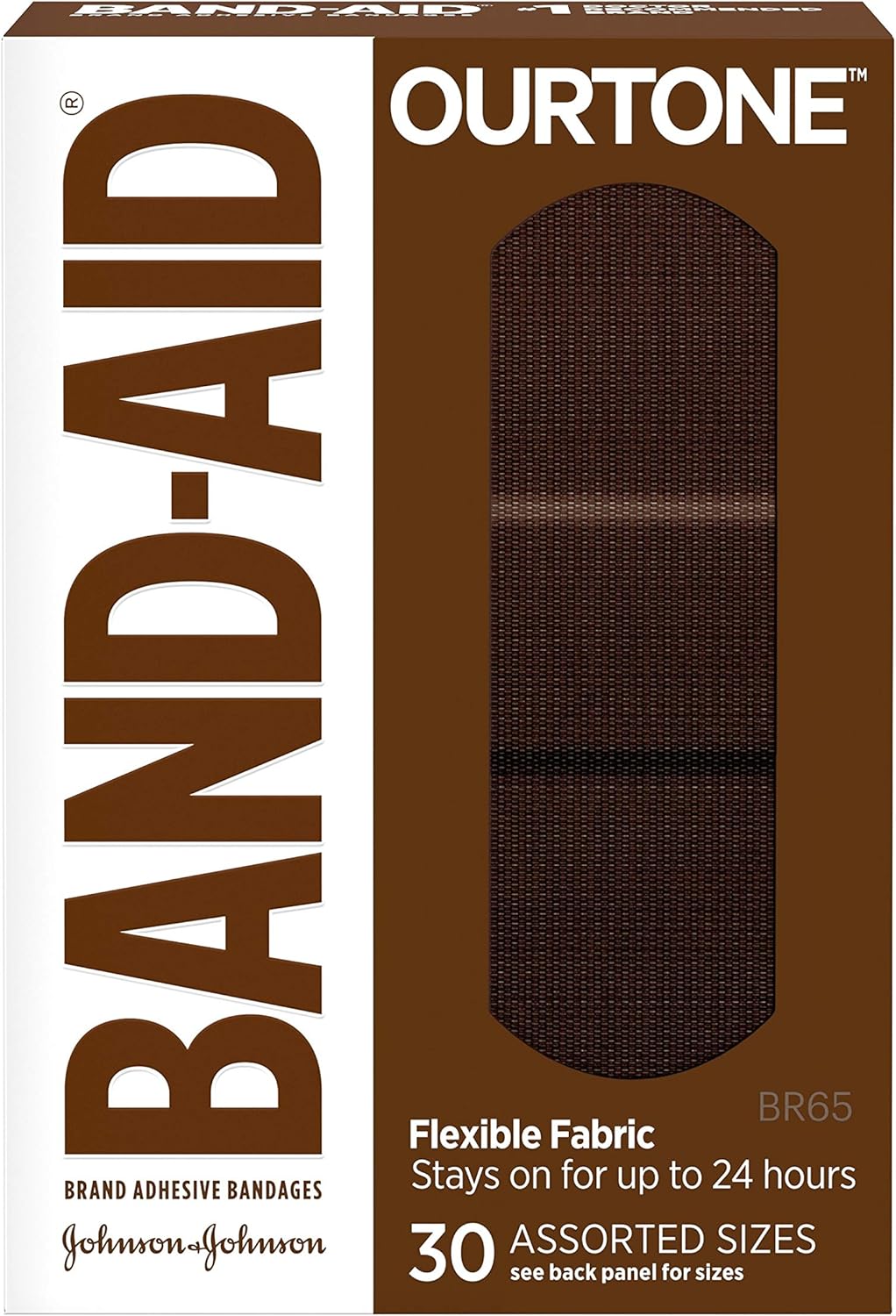 Band-Aid Brand Ourtone Flexible Fabric Adhesive Bandages Flexible Protection Care of Minor Cuts Scrapes QuiltAid Pad for Painful Wounds Assorted Sizes, Br65, 30 Count Band-Aid Brand Ourtone Flexible Fabric Adhesive Bandages Flexible Protection Care of Minor Cuts Scrapes QuiltAid Pad for Painful Wounds Assorted Sizes, Br65, 30 Count