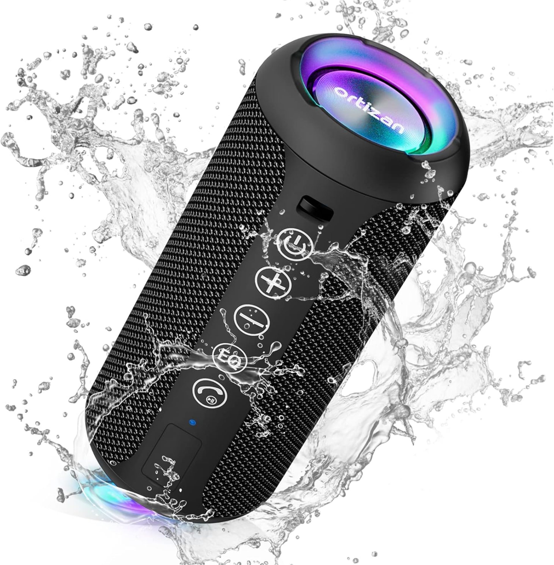 Ortizan Portable Bluetooth Speaker: IPX7 Waterproof, 24W Loud Sound, Deep Bass, Bluetooth 5.3, LED Lights, Wireless Stereo Pairing, 30H Playtime, for Home/Outdoor/Party/Beach, Birthday Gift (Black) Ortizan Portable Bluetooth Speaker: IPX7 Waterproof, 24W Loud Sound, Deep Bass, Bluetooth 5.3, LED Lights, Wireless Stereo Pairing, 30H Playtime, for Home/Outdoor/Party/Beach, Birthday Gift (Black)