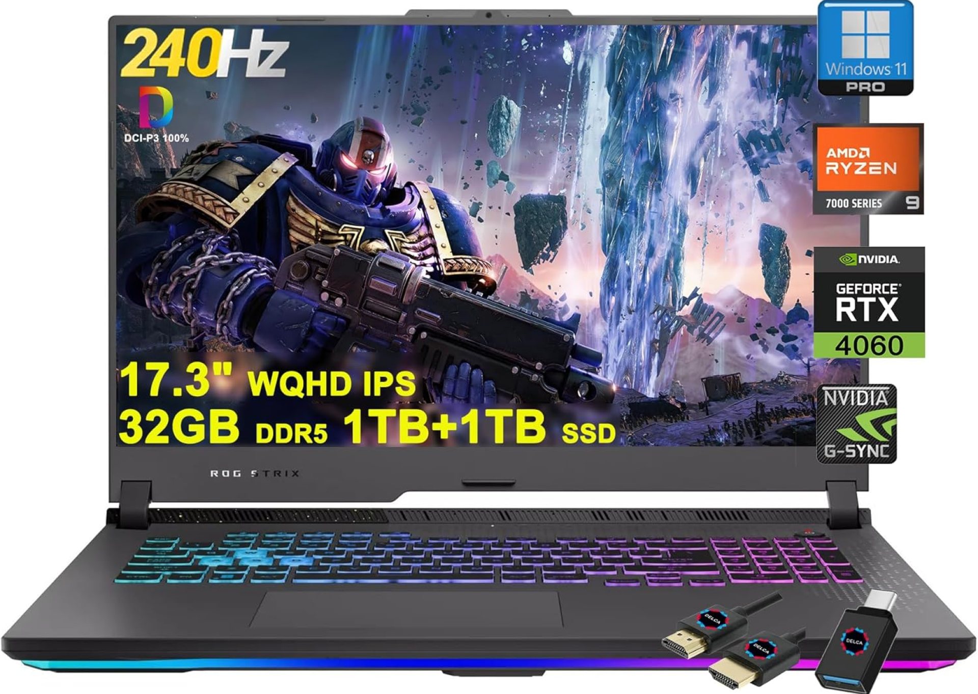 ASUS ROG Strix G17 G713 Gaming Laptop | 17.3″ WQHD IPS 240Hz G-Sync | AMD 12-Core Ryzen 9 7845HX >i9-12900H | 32GB DDR5 1TB+1TB SSD | GeForce RTX 4060 8GB | USB-C RGB Backlit Win11Pro w/DLCA Accessory ASUS ROG Strix G17 G713 Gaming Laptop | 17.3″ WQHD IPS 240Hz G-Sync | AMD 12-Core Ryzen 9 7845HX >i9-12900H | 32GB DDR5 1TB+1TB SSD | GeForce RTX 4060 8GB | USB-C RGB Backlit Win11Pro w/DLCA Accessory