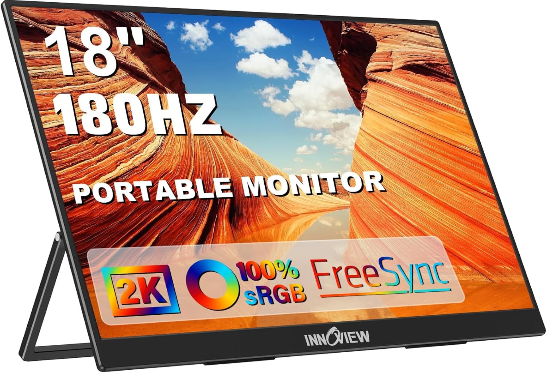 InnoView 2K 180HZ Portable Monitor, 18” OD Gameplus 2560×1600 QHD 100% sRGB Portable Gaming Monitor with Kickstand HDR FreeSync Travel Monitor for Game Console, PS5, Switch, PC, Phone InnoView 2K 180HZ Portable Monitor, 18” OD Gameplus 2560×1600 QHD 100% sRGB Portable Gaming Monitor with Kickstand HDR FreeSync Travel Monitor for Game Console, PS5, Switch, PC, Phone