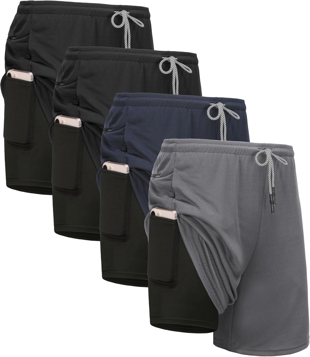 1/3/4 Pack Mens 2 in 1 Running Workout Shorts with Liner,Gym Athletic Quick Dry Sport Shorts with Pockets 1/3/4 Pack Mens 2 in 1 Running Workout Shorts with Liner,Gym Athletic Quick Dry Sport Shorts with Pockets