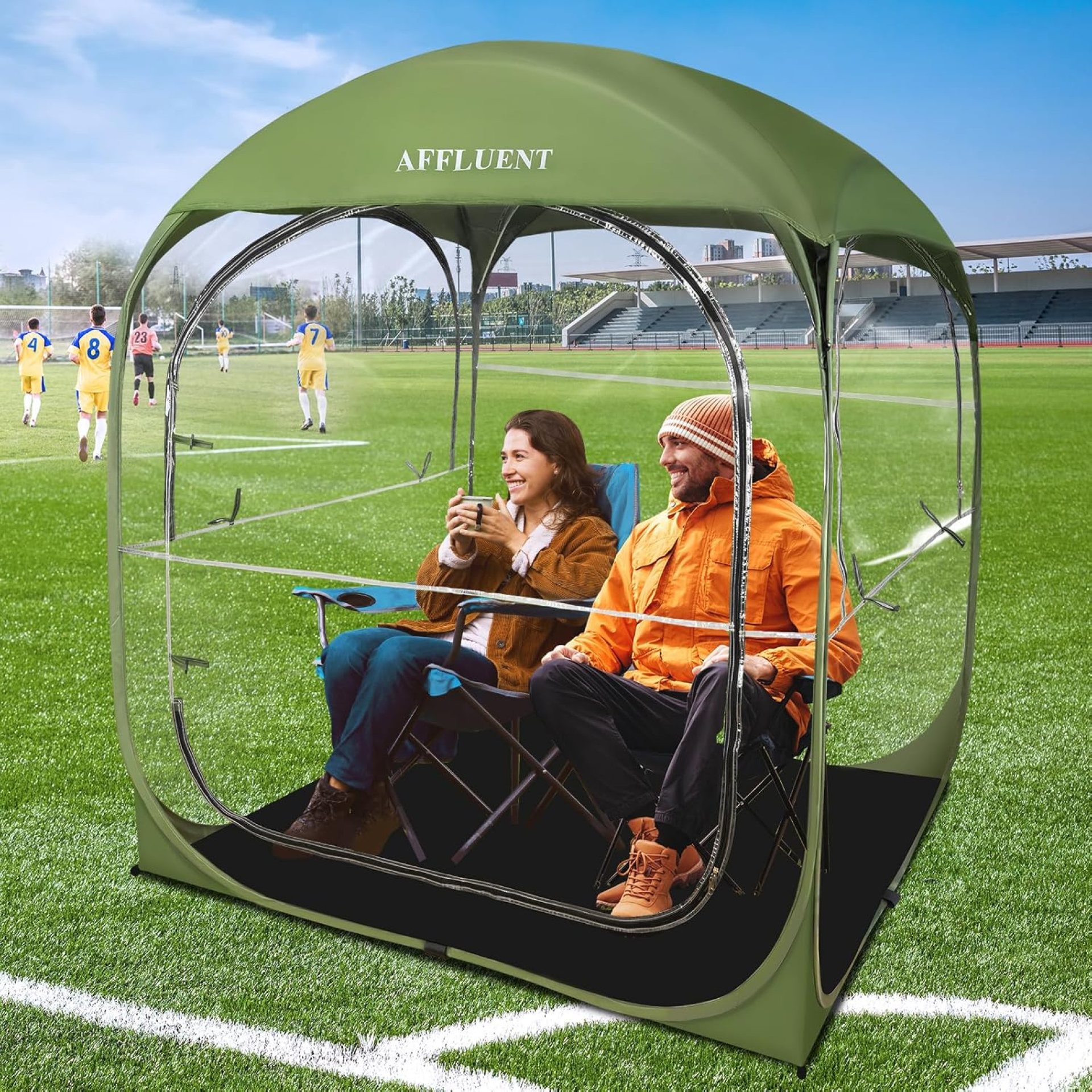 AFFLUENT Sports Tent Pop Up Shelter with Removable Top and Sealed Floor, Instant Tent Shelter 2-6 Person Outdoor Bubble Transparent Weatherproof Tent for Watching Sports, Soccer, Rugby and Camping AFFLUENT Sports Tent Pop Up Shelter with Removable Top and Sealed Floor, Instant Tent Shelter 2-6 Person Outdoor Bubble Transparent Weatherproof Tent for Watching Sports, Soccer, Rugby and Camping