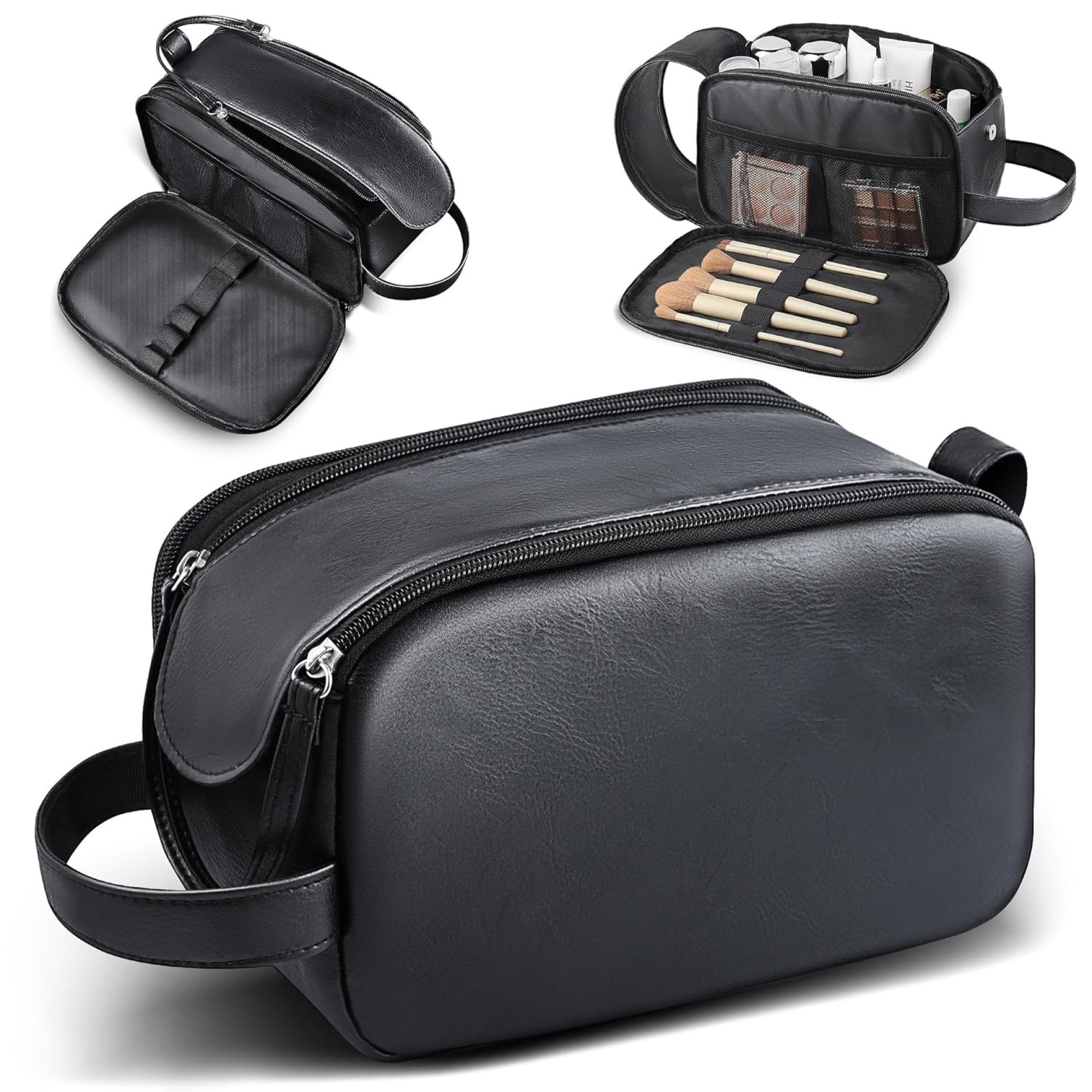 HOTOR Travel Toiletry Bag – Water Resistant Travel Essentials for Women and Men, Compact Leather Toiletries Organizer with Handle, Versatile Cruise Ship Essentials, Black, Medium HOTOR Travel Toiletry Bag – Water Resistant Travel Essentials for Women and Men, Compact Leather Toiletries Organizer with Handle, Versatile Cruise Ship Essentials, Black, Medium