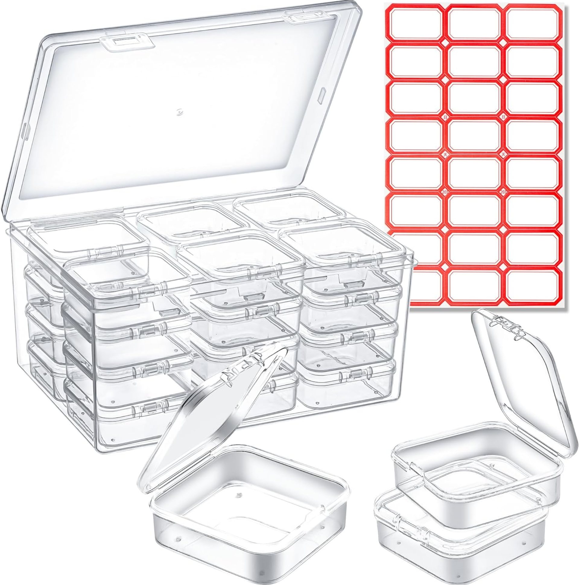 25 Pack Small Plastic Beads Storage Containers Box, Clear Bead Organizer Case with Snap-Tight Closure Hinged Lid for Storage Small Items, Beads, Crafts, Jewelry, Hardware 25 Pack Small Plastic Beads Storage Containers Box, Clear Bead Organizer Case with Snap-Tight Closure Hinged Lid for Storage Small Items, Beads, Crafts, Jewelry, Hardware