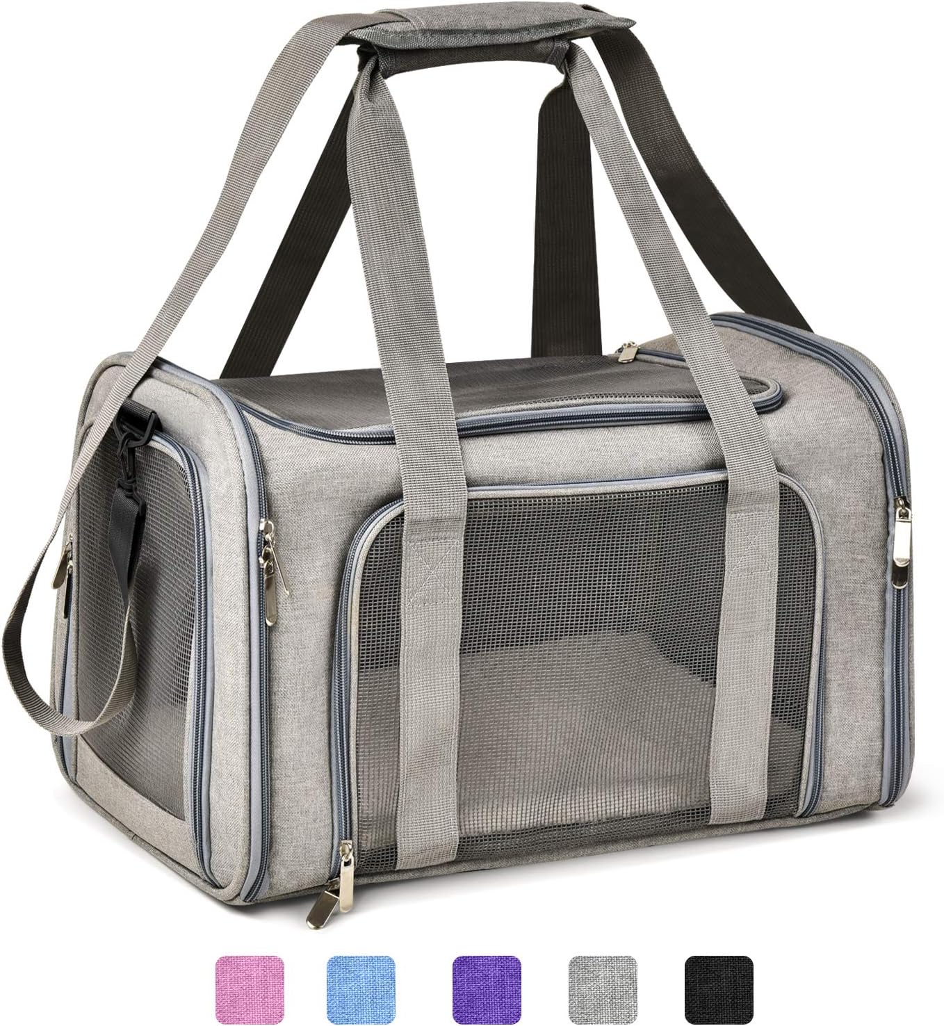 Cat, Dog Carrier for Small Medium Cats Puppies up to 15 Lbs, TSA Airline Approved Carrier Soft Sided, Collapsible Travel Puppy Carrier – Grey Cat, Dog Carrier for Small Medium Cats Puppies up to 15 Lbs, TSA Airline Approved Carrier Soft Sided, Collapsible Travel Puppy Carrier – Grey