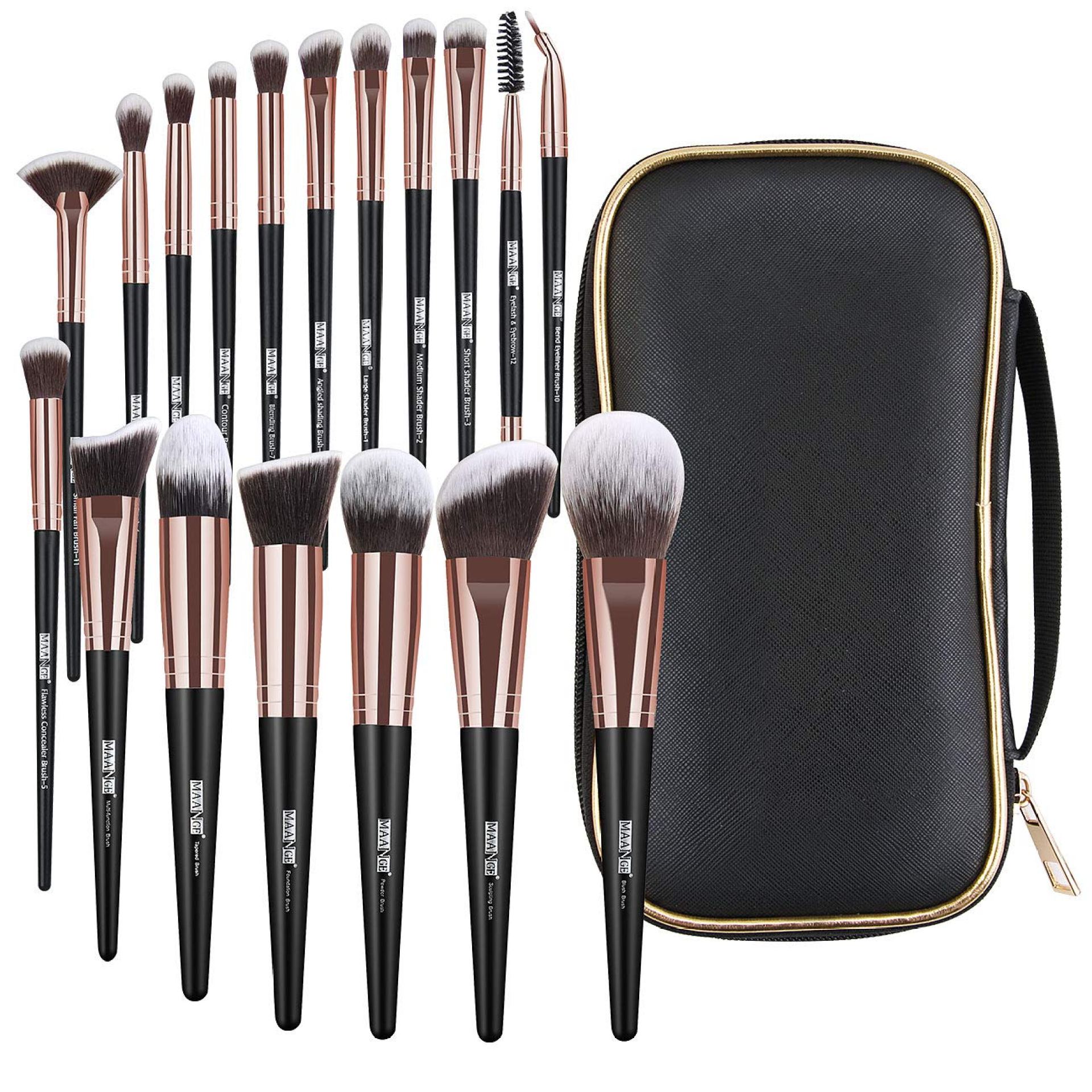 Makeup Brushes, 18 Pcs Professional Premium Synthetic Makeup Brush Set with Case, Foundation Kabuki Eye Travel Make up Brushes sets (Black Gold) Makeup Brushes, 18 Pcs Professional Premium Synthetic Makeup Brush Set with Case, Foundation Kabuki Eye Travel Make up Brushes sets (Black Gold)