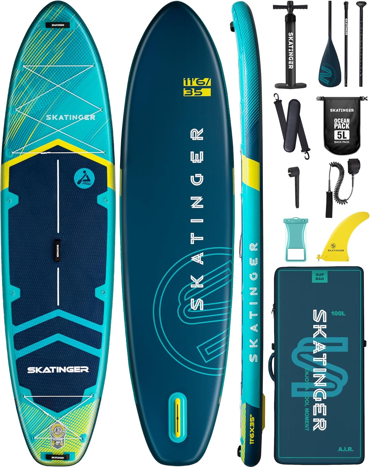 11’6×35″ Super Wide Inflatable Stand Up Paddle Board, Ultra Stable Wide SUP for 2+1 People/Family/Big Size w/Shoulder Strap, 100L Backpack, All-Round Sup Board, US Fin 11’6×35″ Super Wide Inflatable Stand Up Paddle Board, Ultra Stable Wide SUP for 2+1 People/Family/Big Size w/Shoulder Strap, 100L Backpack, All-Round Sup Board, US Fin