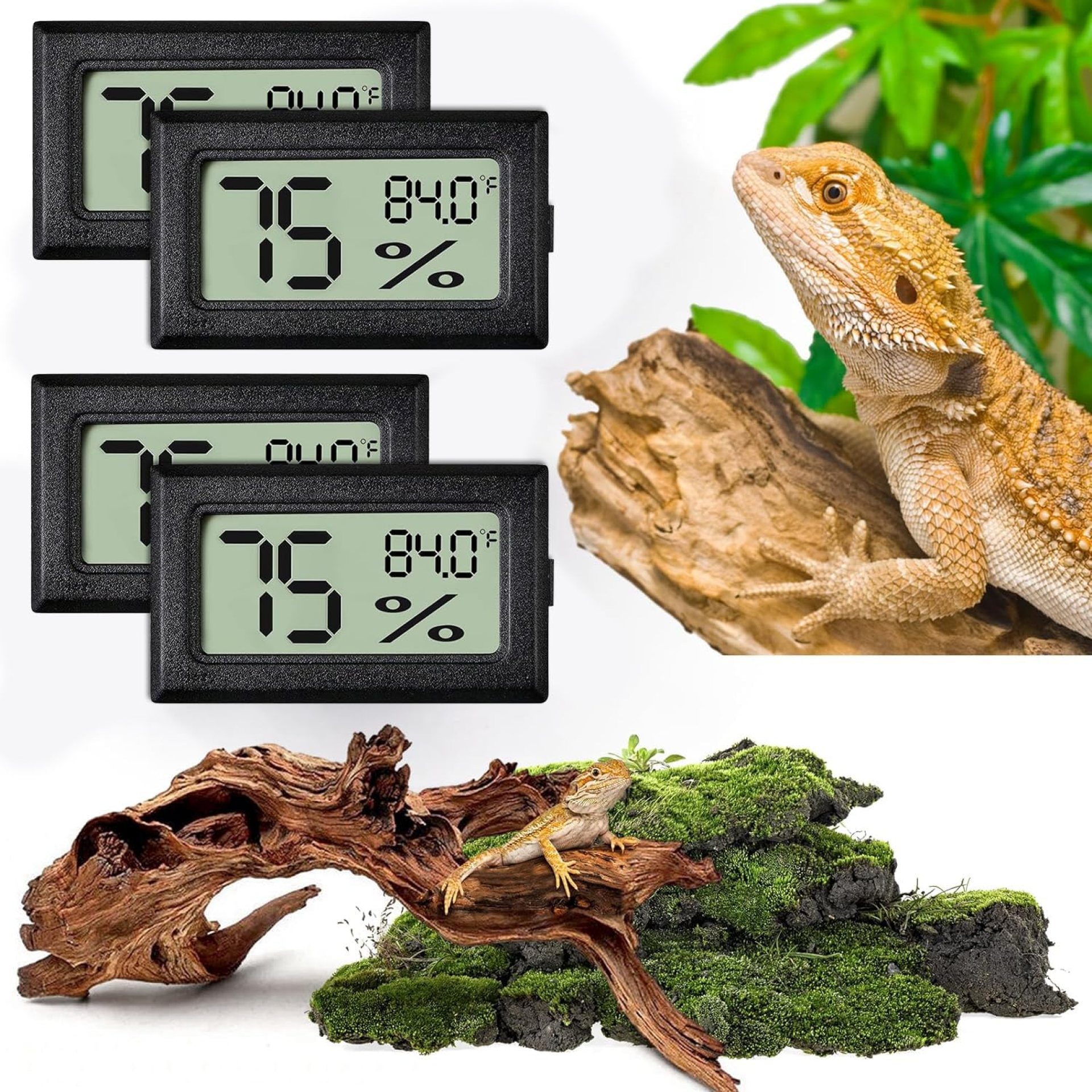 Reptile Thermometer and Humidity Gauge,4PCS Digital Adhesive Reptile Hydrometer Thermomete Tank Accessories Pet Supplies for Tortoise Habitat,Chameleon Cage,Iguana,Tree Frog Terrarium Reptile Thermometer and Humidity Gauge,4PCS Digital Adhesive Reptile Hydrometer Thermomete Tank Accessories Pet Supplies for Tortoise Habitat,Chameleon Cage,Iguana,Tree Frog Terrarium