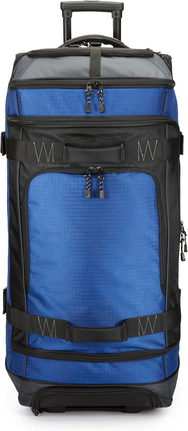 Amazon Basics Rolling Duffel Bag with Wheels, Ripstop Luggage for Traveling, Telescoping Handle, 35″, Blue Amazon Basics Rolling Duffel Bag with Wheels, Ripstop Luggage for Traveling, Telescoping Handle, 35″, Blue