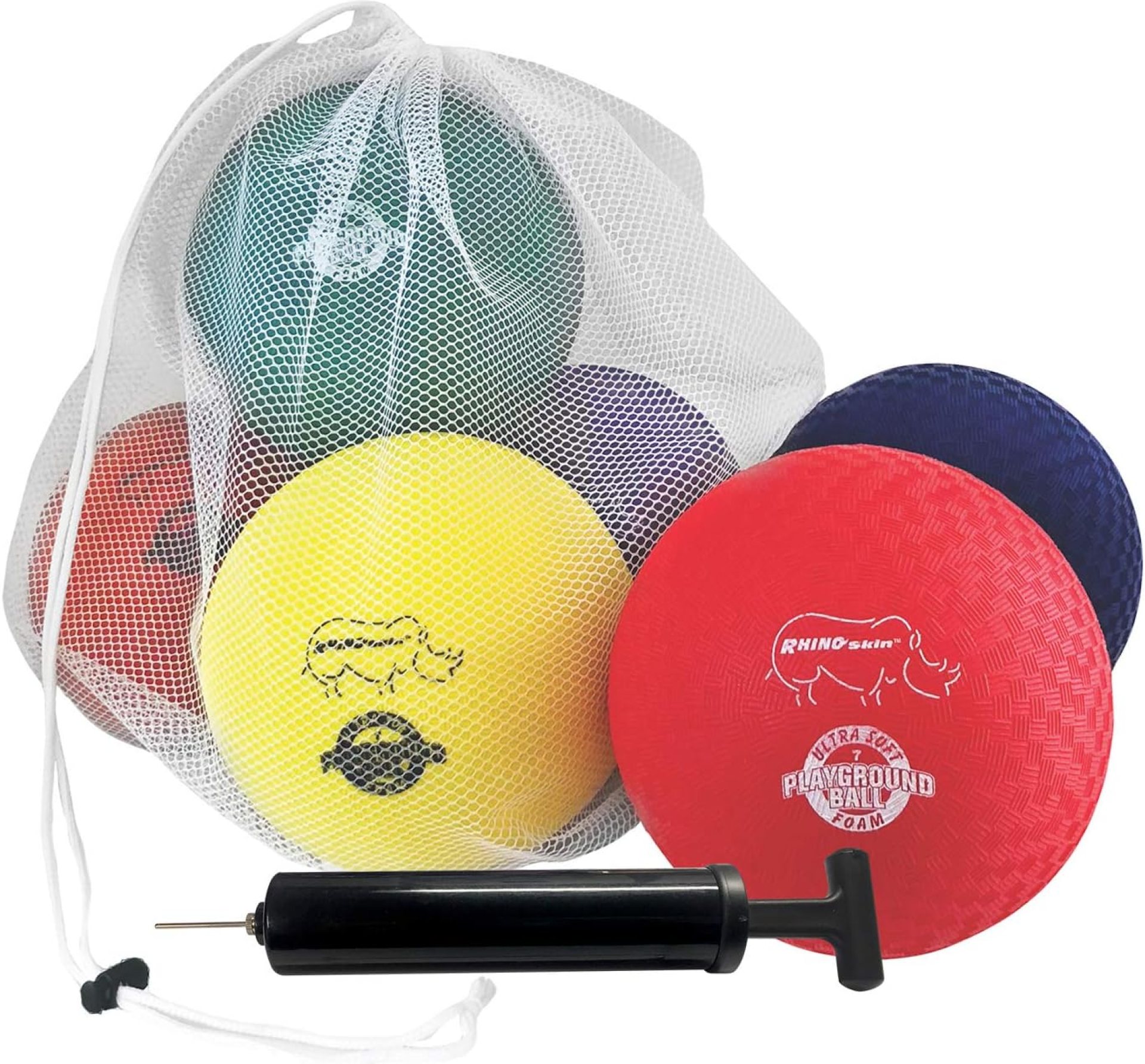 Champion Sports RSPG7SET Playground Ball Set: Six 7 Inch Rhino Skin Soft Inflatable Balls Includes Storage Bag and Pump Champion Sports RSPG7SET Playground Ball Set: Six 7 Inch Rhino Skin Soft Inflatable Balls Includes Storage Bag and Pump