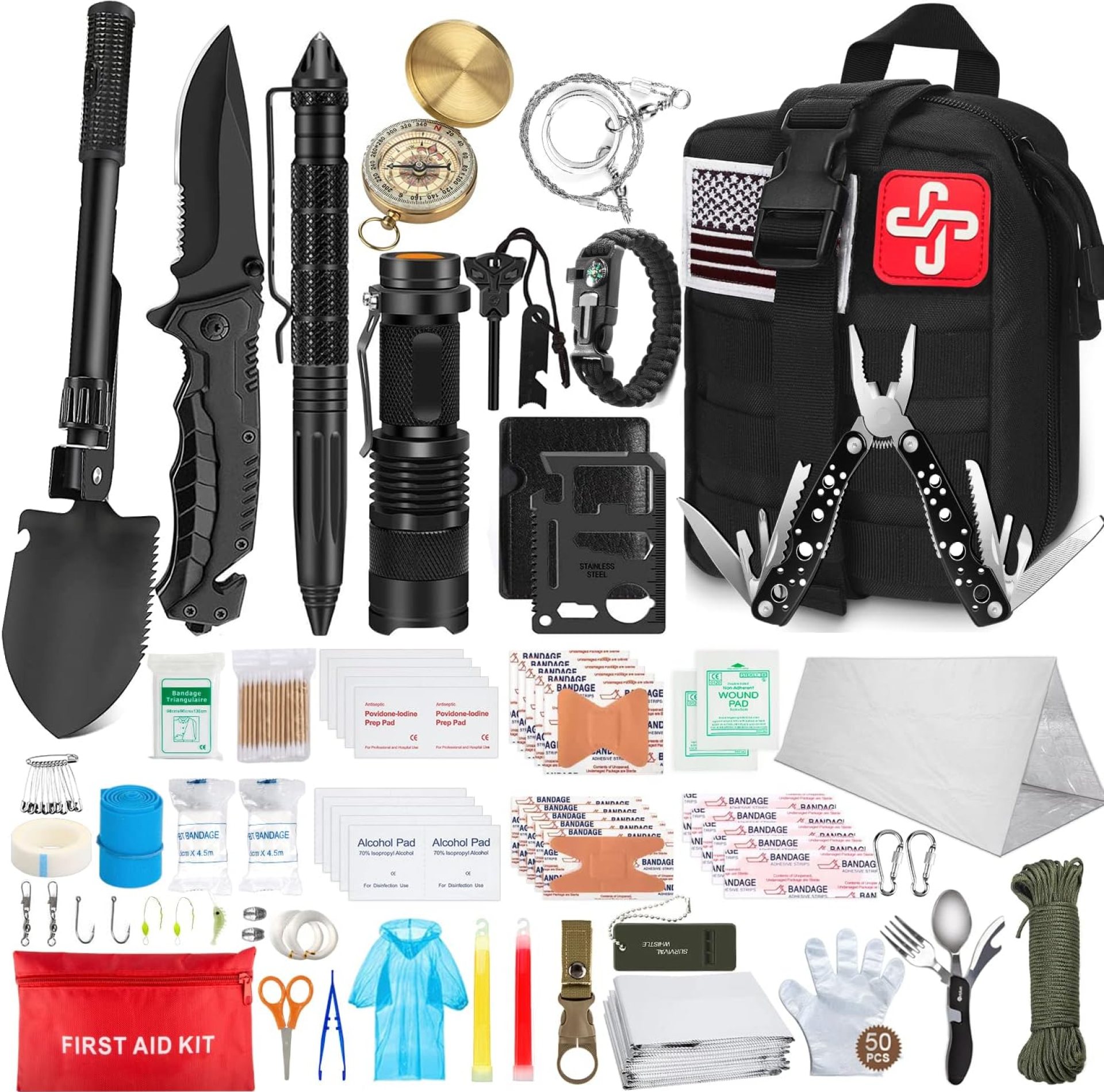 238Pcs Emergency Survival Kit and First Aid Kit, Professional Survival Gear Tool with Tactical Molle Pouch and Emergency Tent for Earthquake, Outdoor Adventure, Camping, Hiking, Hunting 238Pcs Emergency Survival Kit and First Aid Kit, Professional Survival Gear Tool with Tactical Molle Pouch and Emergency Tent for Earthquake, Outdoor Adventure, Camping, Hiking, Hunting