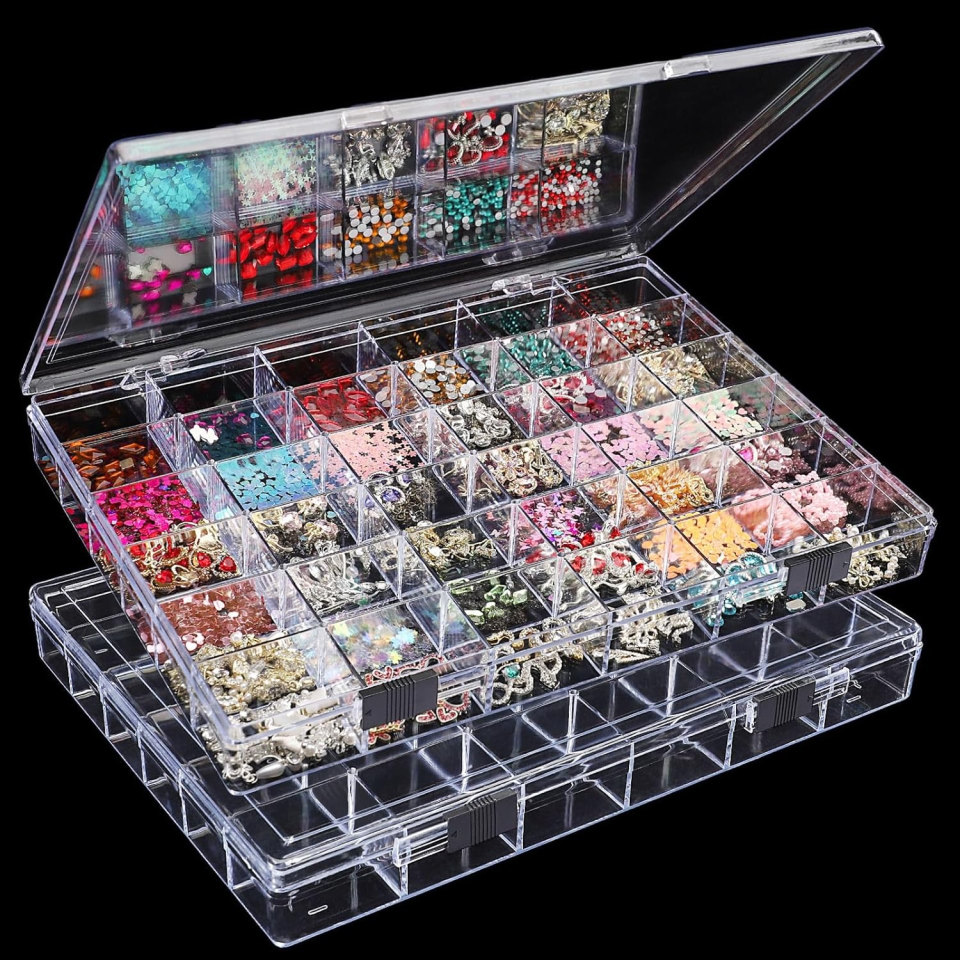 Noverlife 2 Pack 36 Grids Clear Plastic Organizer Box, Jewelry Craft Storage Container Bead Holder Nail Charm Organizer, Rock Collection Box for Fishing Tackles, Acrylic Earring Display Case for Girls Noverlife 2 Pack 36 Grids Clear Plastic Organizer Box, Jewelry Craft Storage Container Bead Holder Nail Charm Organizer, Rock Collection Box for Fishing Tackles, Acrylic Earring Display Case for Girls