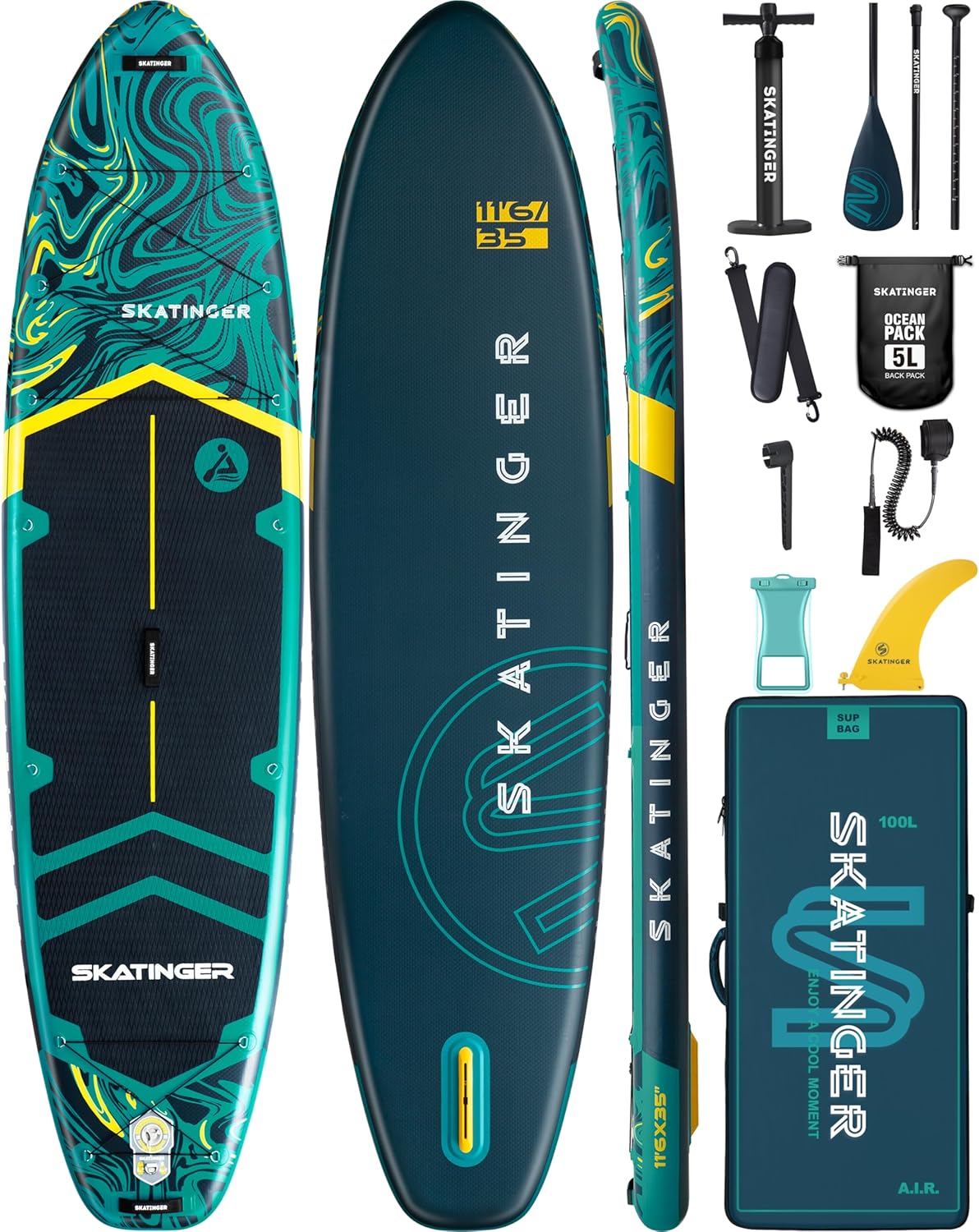 11’6×35″ Super Wide Inflatable Stand Up Paddle Board, Ultra Stable Wide SUP for 2+1 People/Family/Big Size w/Shoulder Strap, 100L Backpack, All-Round Sup Board, US Fin 11’6×35″ Super Wide Inflatable Stand Up Paddle Board, Ultra Stable Wide SUP for 2+1 People/Family/Big Size w/Shoulder Strap, 100L Backpack, All-Round Sup Board, US Fin