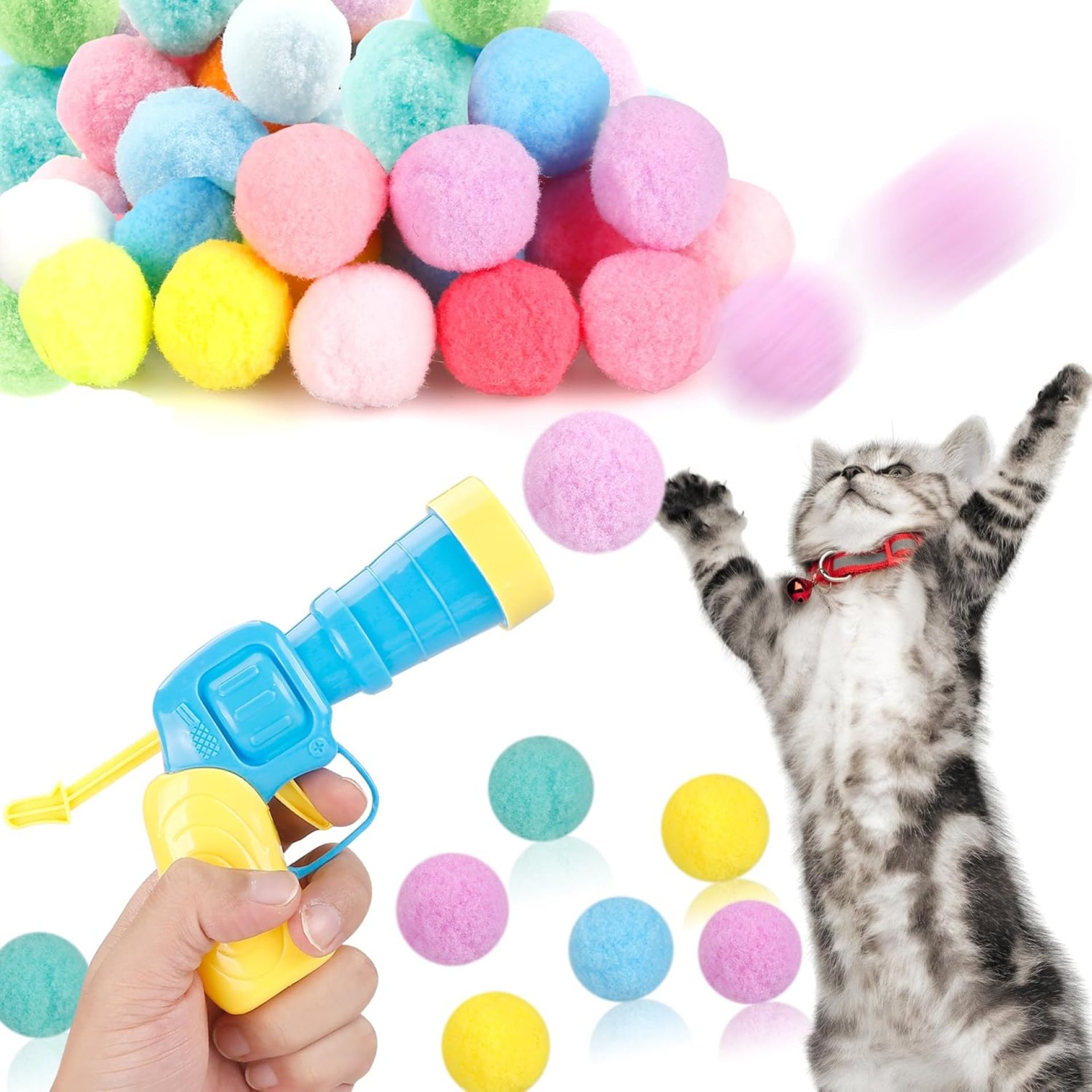 31Pcs Cat Ball Toy Launcher Gun,Cat Balls Fetch Toy,30Pcs Plush Fuzzy Balls Launcher Cat Toy for Cats with 1 Gun,Funny Interactive Cat Toys for Bored Indoor Adult Cats,Cute Kitten Kitty Toys 31Pcs Cat Ball Toy Launcher Gun,Cat Balls Fetch Toy,30Pcs Plush Fuzzy Balls Launcher Cat Toy for Cats with 1 Gun,Funny Interactive Cat Toys for Bored Indoor Adult Cats,Cute Kitten Kitty Toys