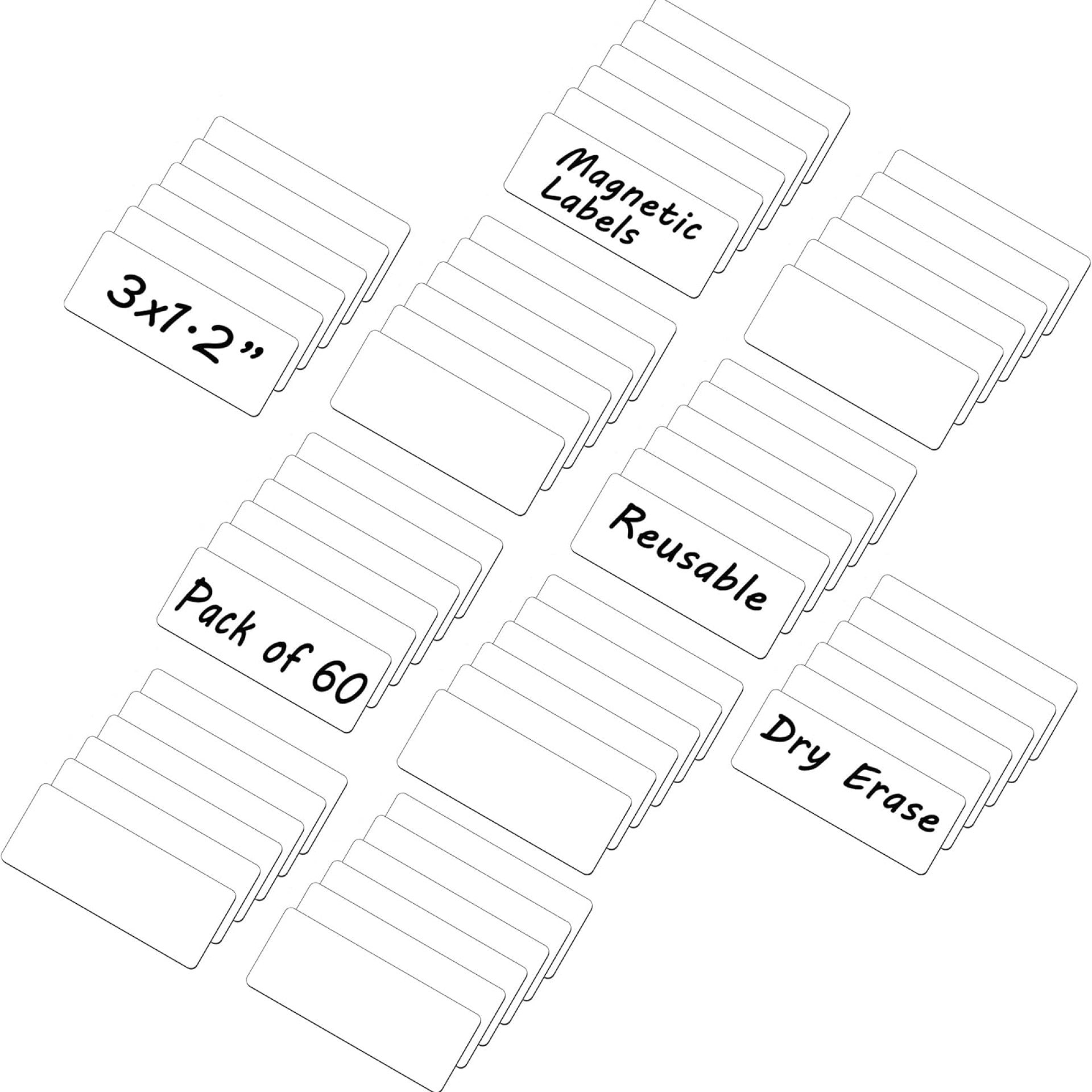 60 Dry Erase Magnetic Labels: 3″x1.2″ Blank White Name Plates, Name Tags, Strips Magnets – Perfect for Home, Office, School Organization 60 Dry Erase Magnetic Labels: 3″x1.2″ Blank White Name Plates, Name Tags, Strips Magnets – Perfect for Home, Office, School Organization
