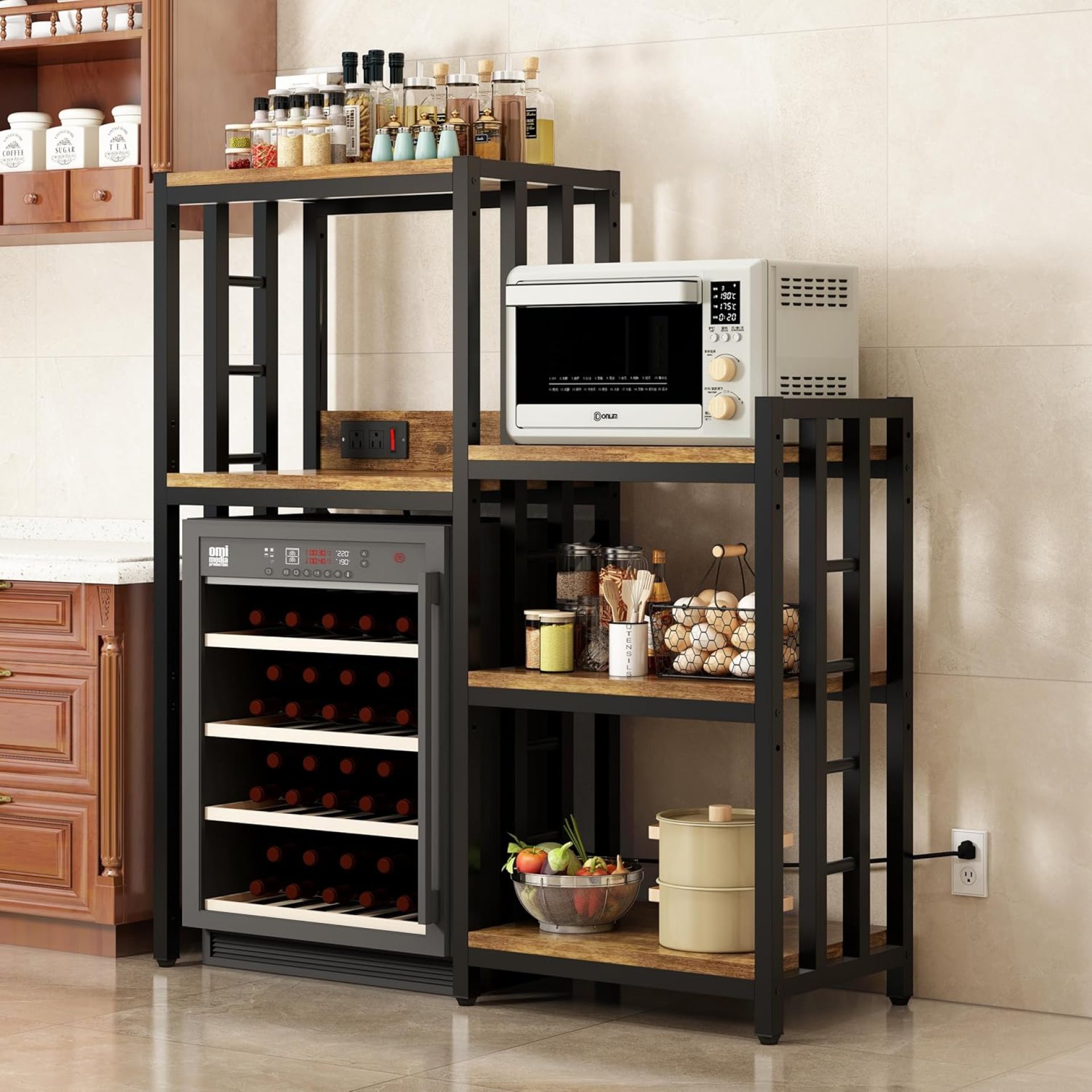 6-Tier Kitchen Baker’s Rack with Power Outlet, Microwave Oven Stand with Storage Suitable for Kitchen Living Room Office Storage Shelf, Mini Fridge Stand Shelves for Spices, Pots and Pans. (Brown) 6-Tier Kitchen Baker’s Rack with Power Outlet, Microwave Oven Stand with Storage Suitable for Kitchen Living Room Office Storage Shelf, Mini Fridge Stand Shelves for Spices, Pots and Pans. (Brown)