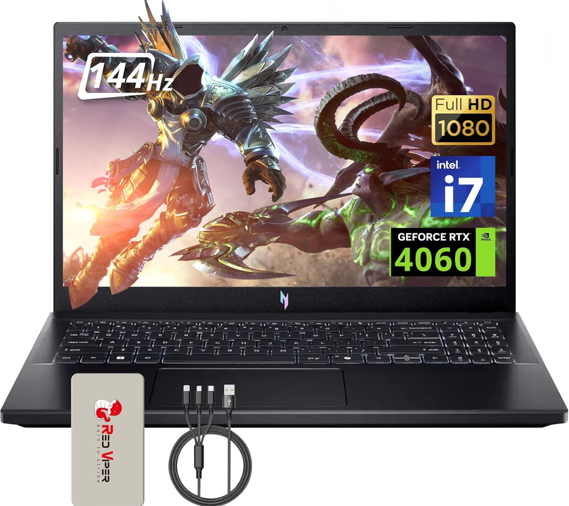 acer Nitro V 15 Gaming Laptop, 15.6″ FHD 144Hz Display, Intel i7-13620H, NVIDIA GeForce RTX 4060, 16GB DDR5, 1TB SSD, Backlit Keyboard, Wi-Fi 6, Black, Windows 11, 128GB Docking Station Set acer Nitro V 15 Gaming Laptop, 15.6″ FHD 144Hz Display, Intel i7-13620H, NVIDIA GeForce RTX 4060, 16GB DDR5, 1TB SSD, Backlit Keyboard, Wi-Fi 6, Black, Windows 11, 128GB Docking Station Set