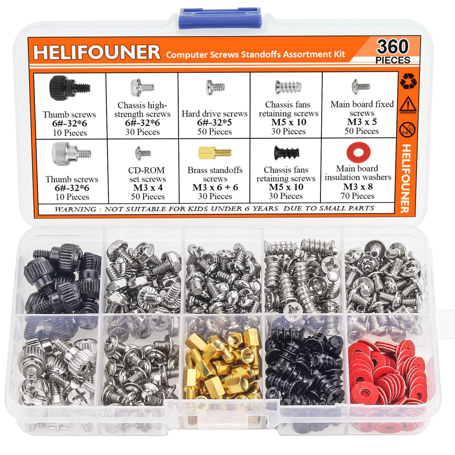 360 Pieces Computer Standoffs Screws Assortment Kit for Hard Drive Computer Case Motherboard Fan Power Graphics 360 Pieces Computer Standoffs Screws Assortment Kit for Hard Drive Computer Case Motherboard Fan Power Graphics