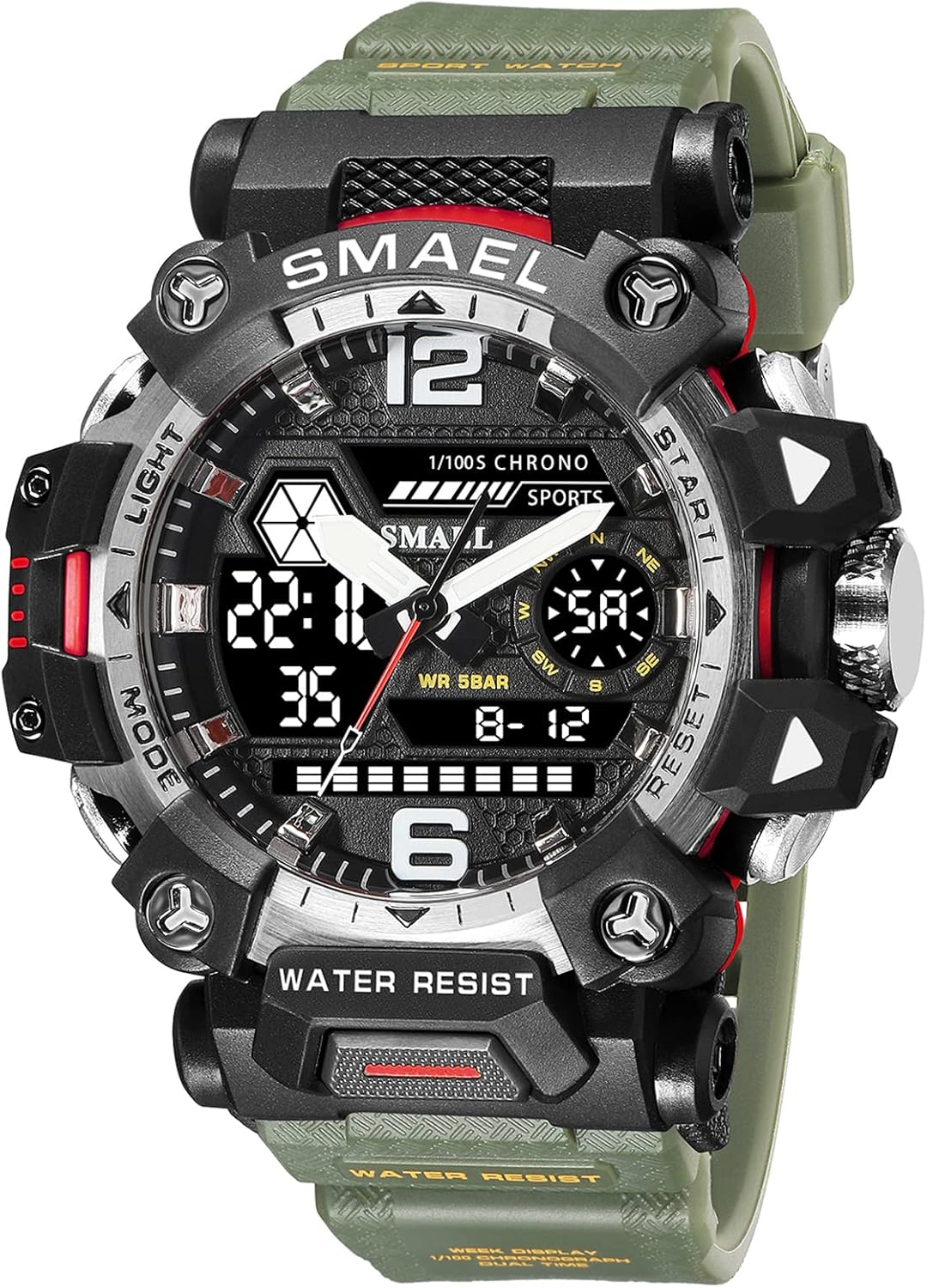 AIMES Mens Watches Sports Outdoor Waterproof Military Watch for Men Tactical Watch Analog Digital Date Alarm Stopwatch Multi-Function Tactics Big Face Wristwatch for Men AIMES Mens Watches Sports Outdoor Waterproof Military Watch for Men Tactical Watch Analog Digital Date Alarm Stopwatch Multi-Function Tactics Big Face Wristwatch for Men