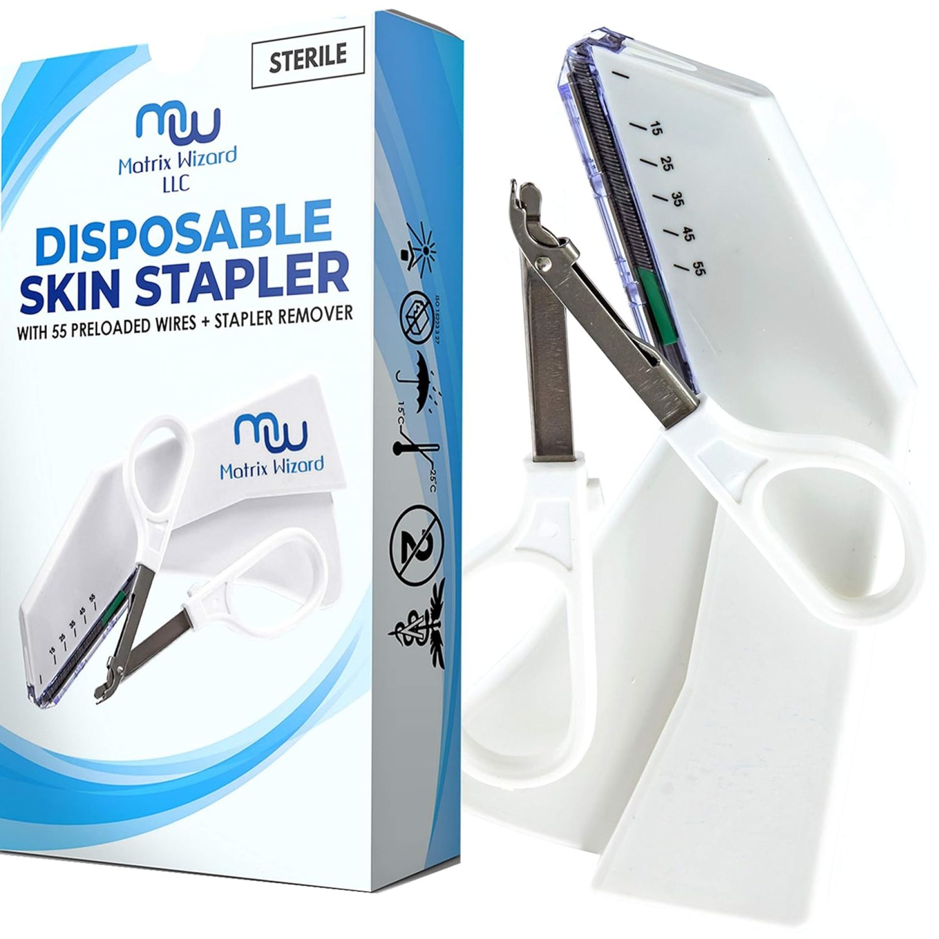 Disposable Skin Stapler (Suture Thread Alternative) with 55 Preloaded Wires Plus Stapler Remover Tool for Outdoor Camping Emergency Survival Demo, First Aid Field Emergency Practice Vet Use Disposable Skin Stapler (Suture Thread Alternative) with 55 Preloaded Wires Plus Stapler Remover Tool for Outdoor Camping Emergency Survival Demo, First Aid Field Emergency Practice Vet Use