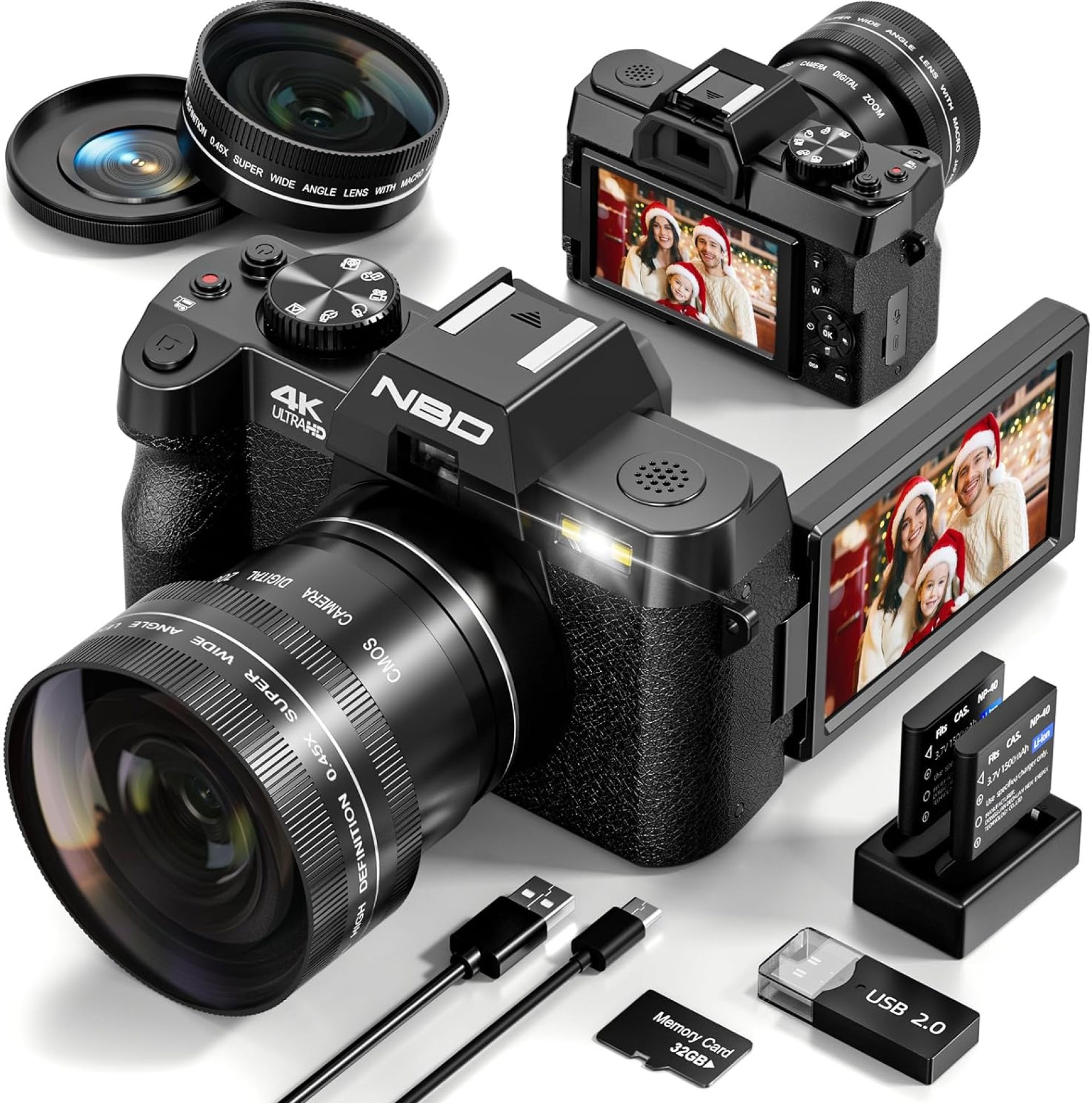 48MP Digital Cameras for Photography with WiFi & App Control,4K Autofocus Vlogging Camera for YouTube with 16X Zoom, Anti-Shake, 32GB TF Card, Dual Batteries, 52mm Wide Angle & Macro Lens 48MP Digital Cameras for Photography with WiFi & App Control,4K Autofocus Vlogging Camera for YouTube with 16X Zoom, Anti-Shake, 32GB TF Card, Dual Batteries, 52mm Wide Angle & Macro Lens