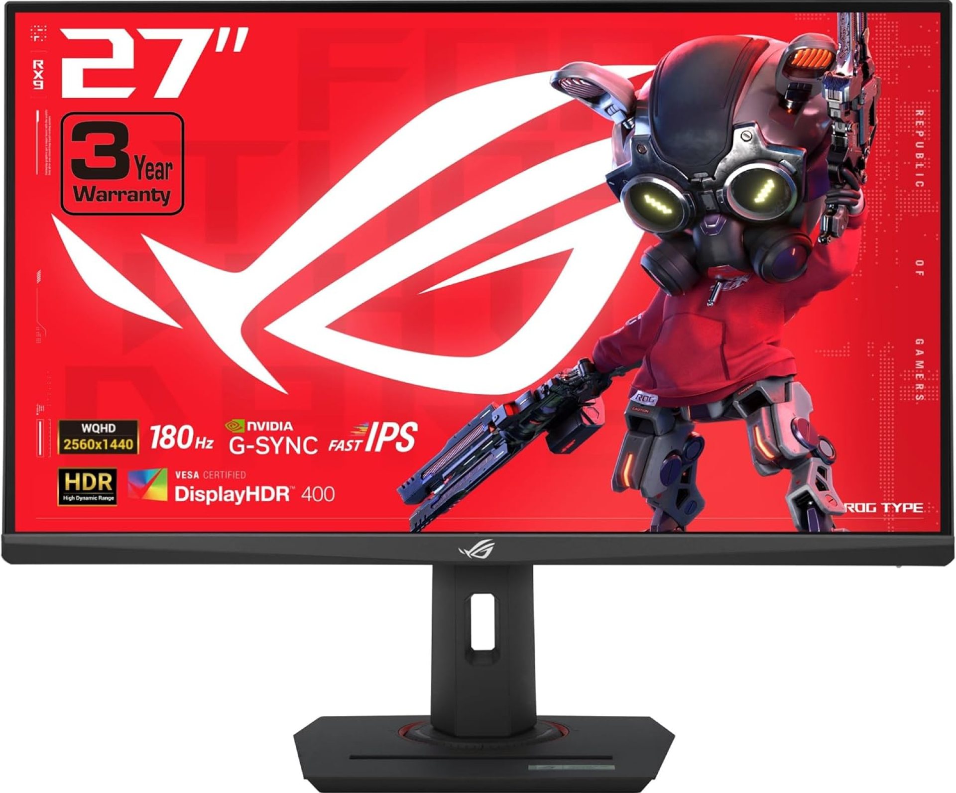 ASUS ROG Strix 27” QHD (2560×1440) HDR400 USB-C Gaming Monitor (XG27ACS), 180Hz,1ms, Fast IPS, 133% sRGB, Extreme Low Motion Blur Sync, G-Sync Compatible, DisplayWidget, Tripod Socket, 3 Year Warranty ASUS ROG Strix 27” QHD (2560×1440) HDR400 USB-C Gaming Monitor (XG27ACS), 180Hz,1ms, Fast IPS, 133% sRGB, Extreme Low Motion Blur Sync, G-Sync Compatible, DisplayWidget, Tripod Socket, 3 Year Warranty