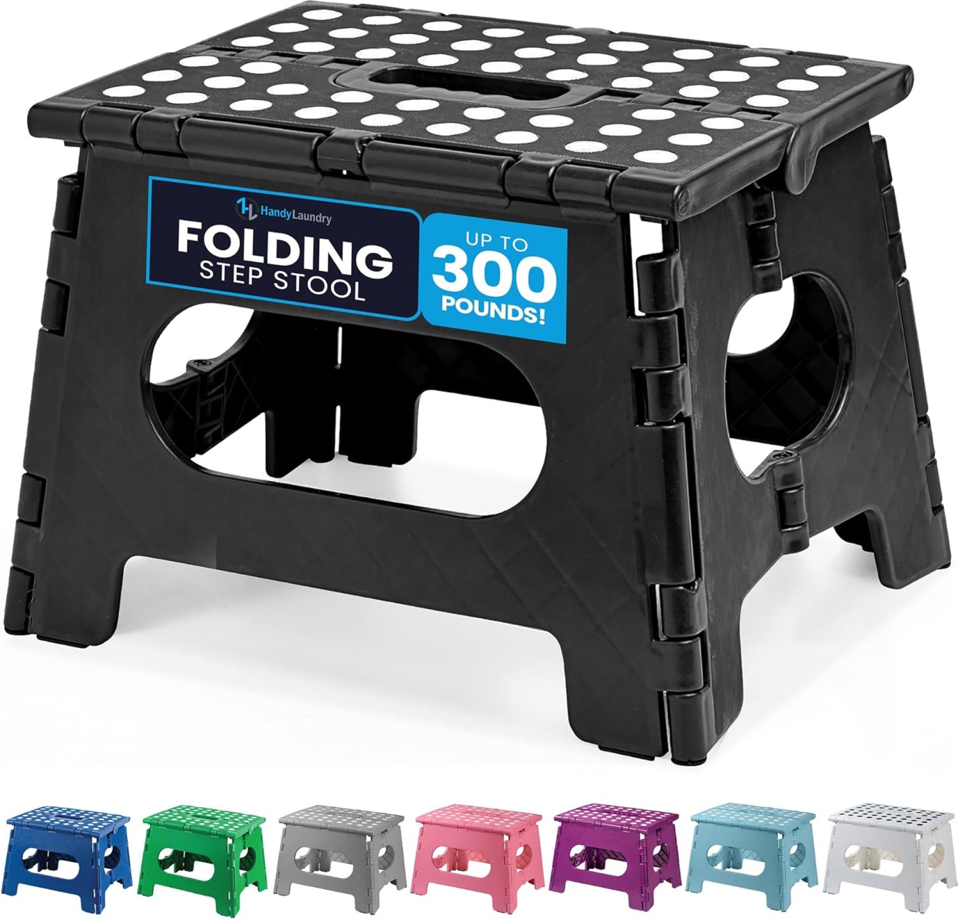 Handy Laundry – Folding Step Stool is Sturdy Enough to Support Adults and Safe Enough for Kids. Opens Easy with One Flip. Great for Kitchen, Bathroom or Bedroom (Black) Handy Laundry – Folding Step Stool is Sturdy Enough to Support Adults and Safe Enough for Kids. Opens Easy with One Flip. Great for Kitchen, Bathroom or Bedroom (Black)