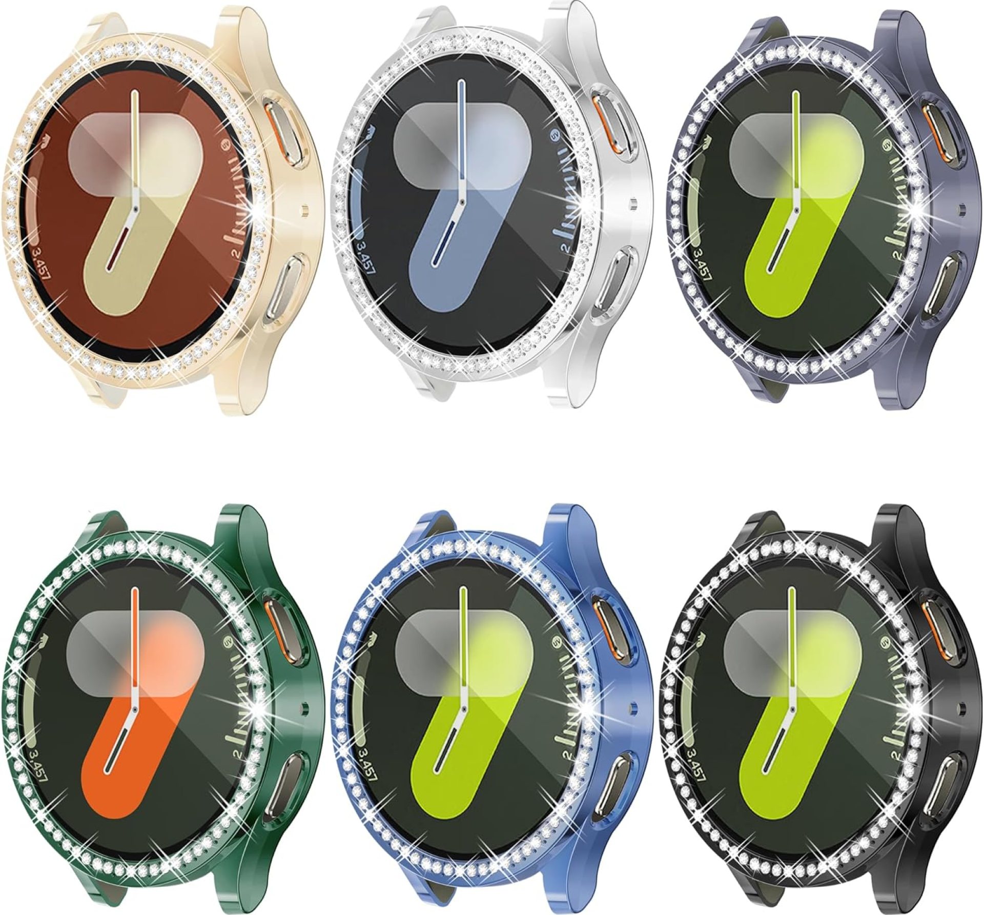 [6 Pack Bling Watch Screen Protector for Samsung Galaxy Watch7 40MM, Glitter Case TPU Soft Cover Full Protection with Sparkly Rhinestones for Galaxy Smart Watch 7 40mm (6 Colors) [6 Pack Bling Watch Screen Protector for Samsung Galaxy Watch7 40MM, Glitter Case TPU Soft Cover Full Protection with Sparkly Rhinestones for Galaxy Smart Watch 7 40mm (6 Colors)