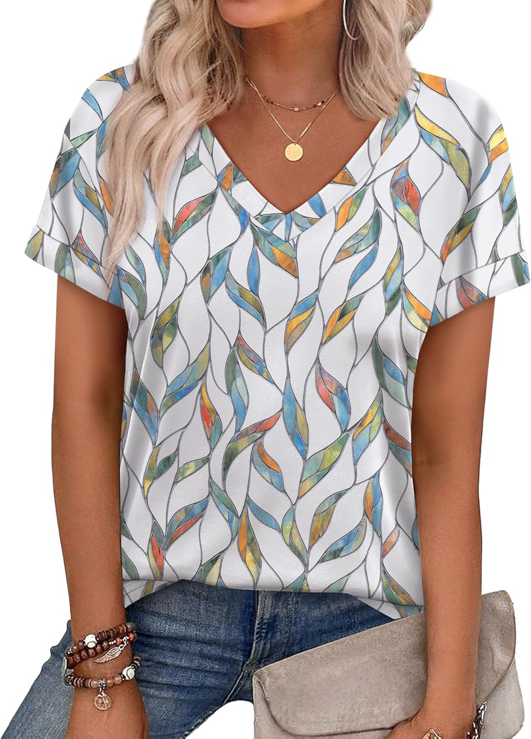 WEESO Womens T Shirts Short Sleeve Summer Tops Cute V Neck Casual Blouses WEESO Womens T Shirts Short Sleeve Summer Tops Cute V Neck Casual Blouses