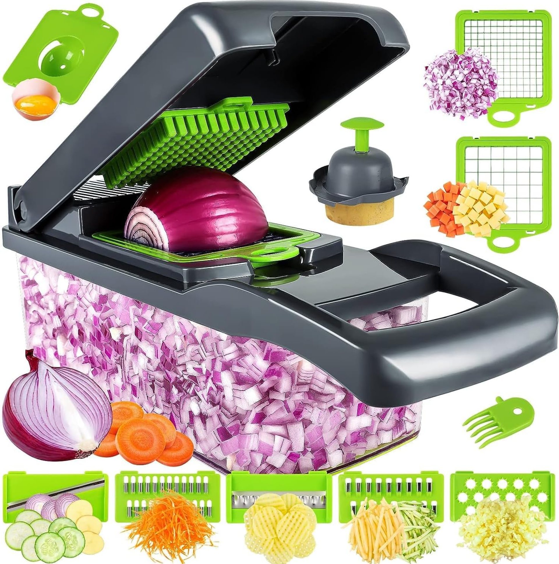 MAIPOR Vegetable/Pro Onion Chopper, Multifunctional 13 in 1 Food Chopper, Kitchen Vegetable Slicer Dicer Cutter With 8 Blades,Veggie, Carrot and Garlic Chopper With Container (Gray) MAIPOR Vegetable/Pro Onion Chopper, Multifunctional 13 in 1 Food Chopper, Kitchen Vegetable Slicer Dicer Cutter With 8 Blades,Veggie, Carrot and Garlic Chopper With Container (Gray)