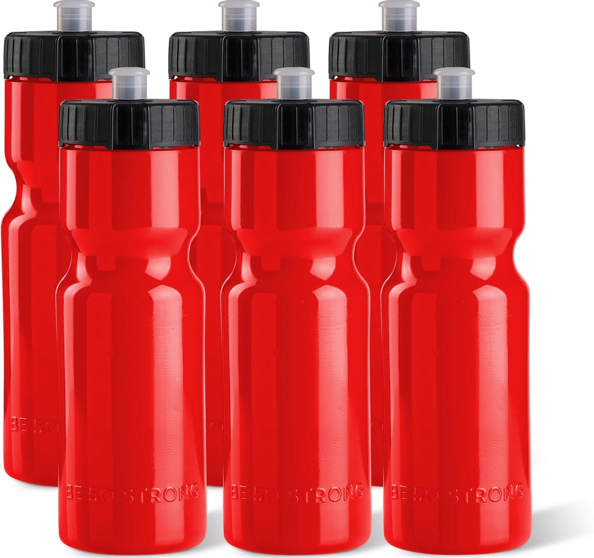 50 Strong Sports Water Bottles – Reusable 22 oz BPA-Free Plastic Bottles with Pull Top Cap – Made in USA – Top Rack Dishwasher Safe – Fits Most Bike Cages Brand 50 Strong Sports Water Bottles – Reusable 22 oz BPA-Free Plastic Bottles with Pull Top Cap – Made in USA – Top Rack Dishwasher Safe – Fits Most Bike Cages Brand