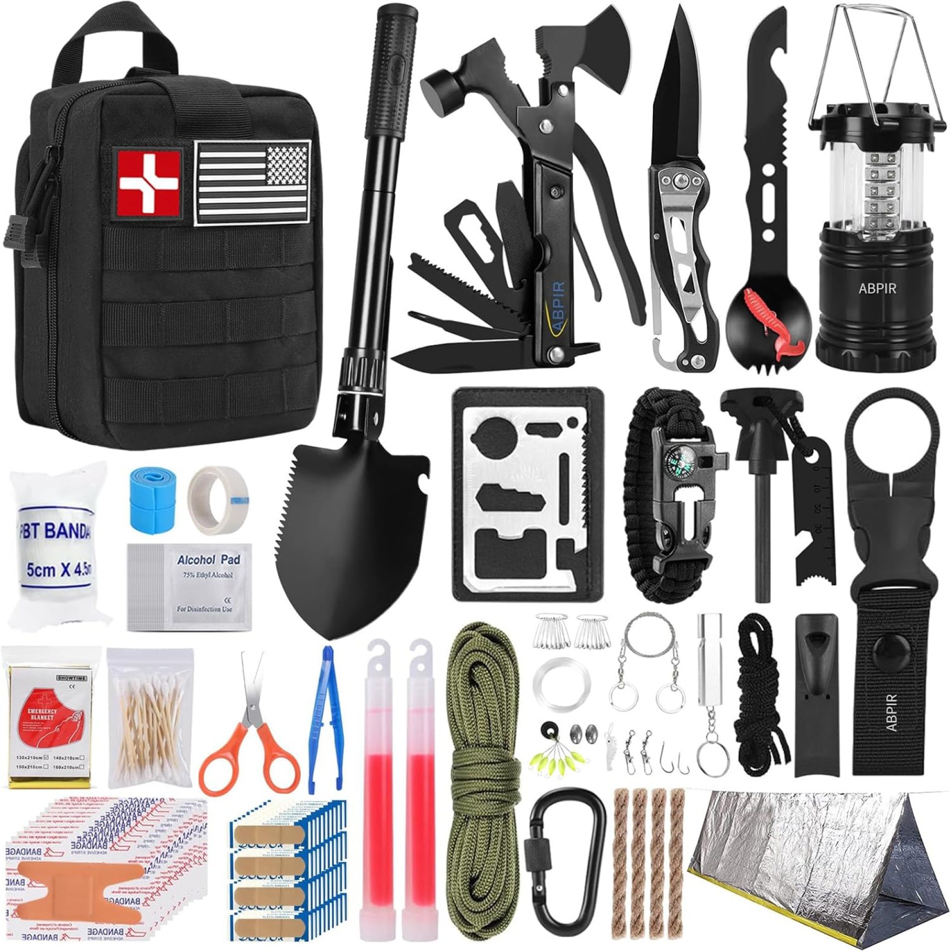 171PCS Survival First Aid Kit with Survival Gear, First Aid Supplies, Emergency Tent, and MOLLE Nylon Bag, Ideal for Car, Travel, Home, Outdoor Adventures, for Men, Christmas, Teens 171PCS Survival First Aid Kit with Survival Gear, First Aid Supplies, Emergency Tent, and MOLLE Nylon Bag, Ideal for Car, Travel, Home, Outdoor Adventures, for Men, Christmas, Teens