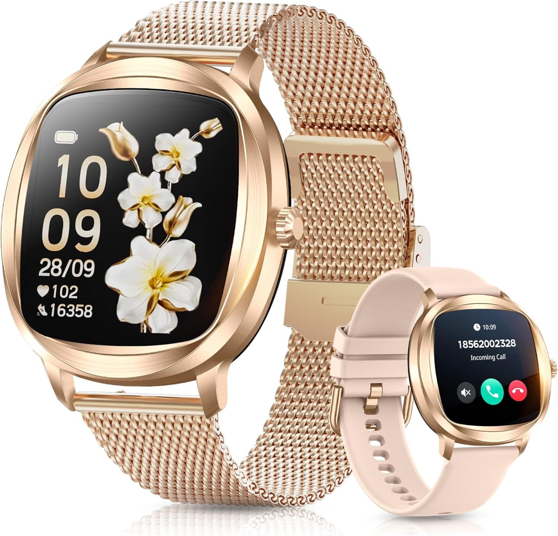 Women’s Smart Bracelet/Smart Watch, 1.72-inch Display, IP68 Waterproof Sport Bracelet, One-Touch Bluetooth Calling, Fitness Tracker with Health Monitor (Gold) Women’s Smart Bracelet/Smart Watch, 1.72-inch Display, IP68 Waterproof Sport Bracelet, One-Touch Bluetooth Calling, Fitness Tracker with Health Monitor (Gold)