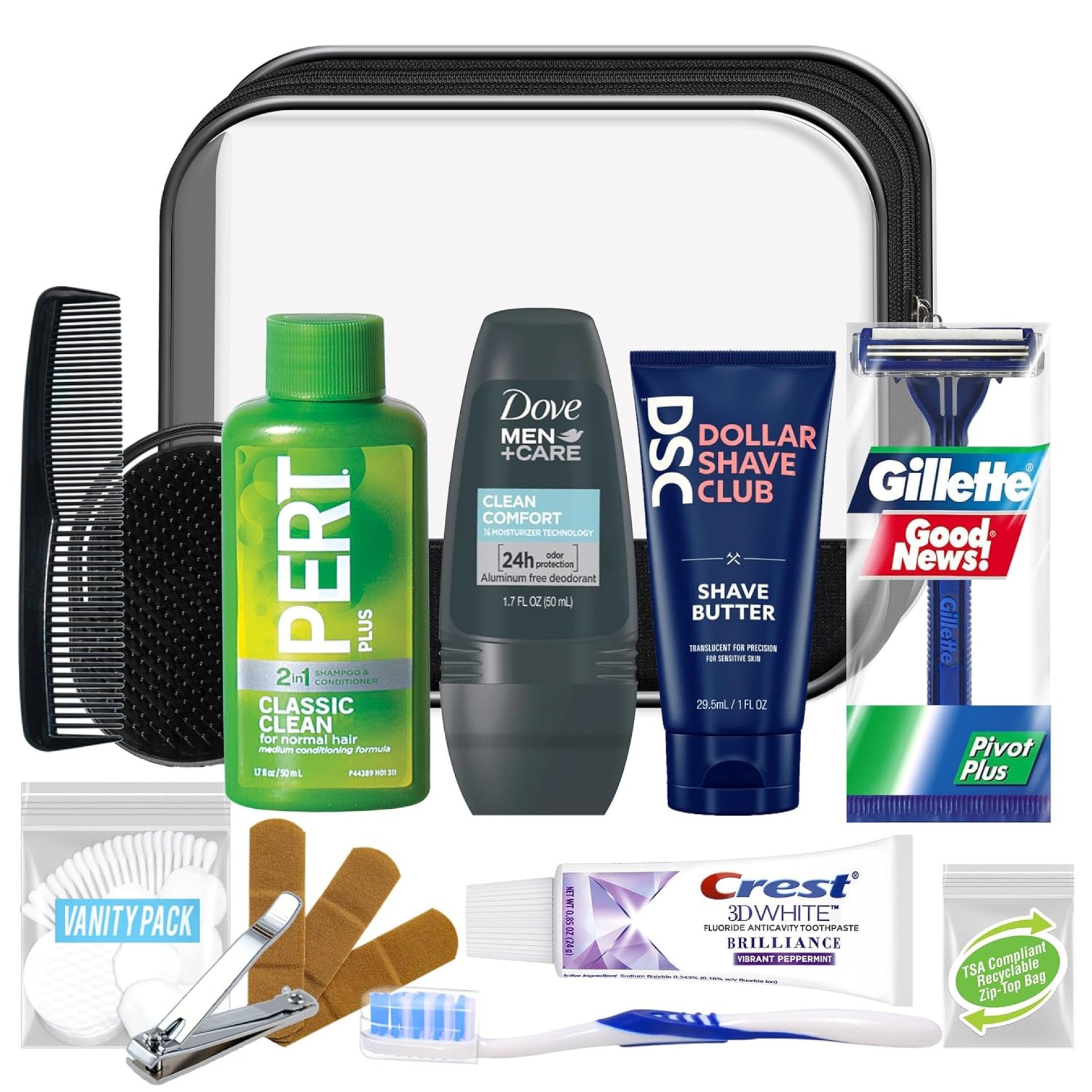 Convenience Kits International Men’s Super Deluxe, 16-Piece Kit with Travel Size TSA Compliant Essentials in Reusable Zippered Toiletry Bag Convenience Kits International Men’s Super Deluxe, 16-Piece Kit with Travel Size TSA Compliant Essentials in Reusable Zippered Toiletry Bag