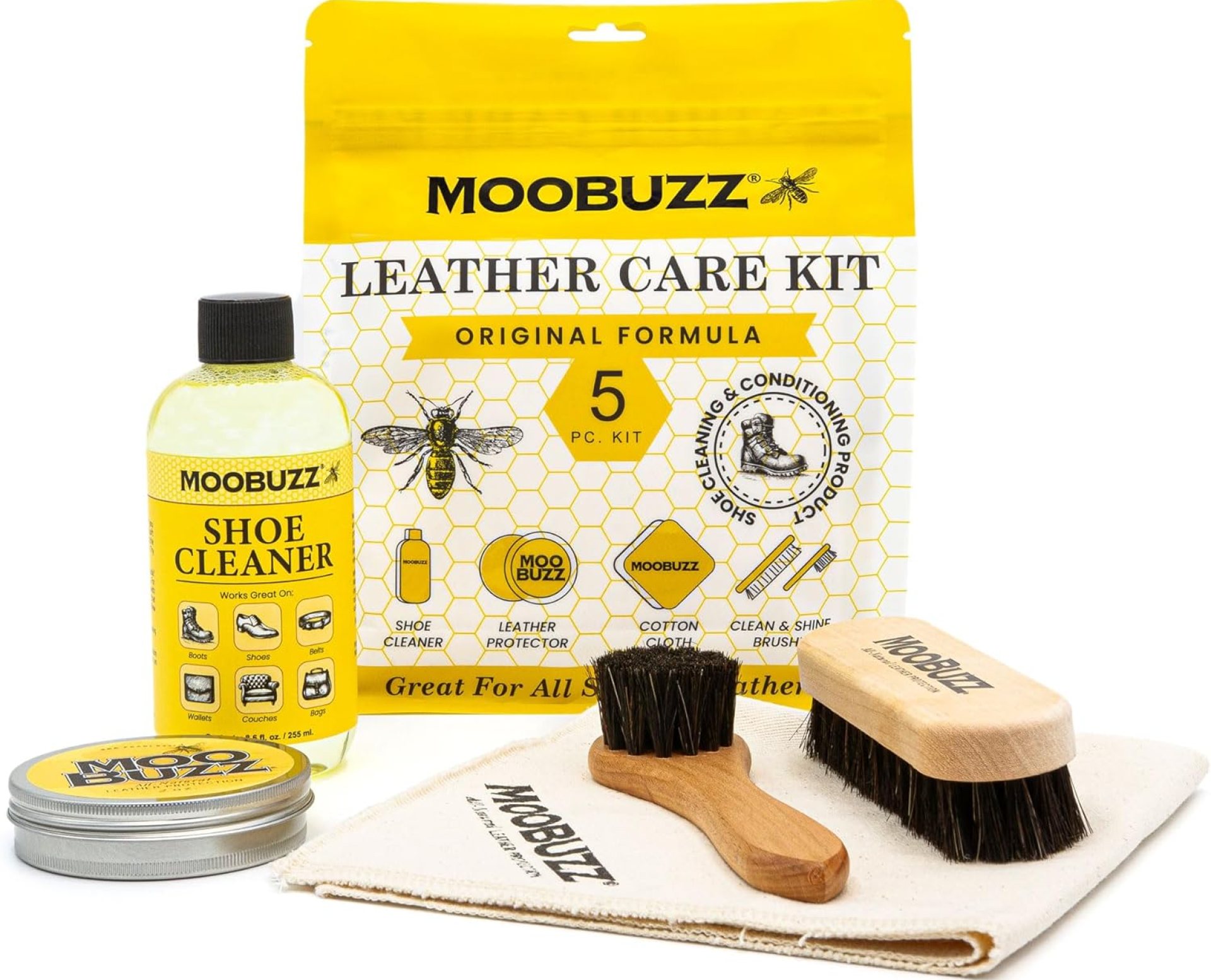Leather Care Kit by Angelus – All-Natural Leather Cleaner, Conditioner & Protector for Shoes, Boots, Furniture & Bags – Includes Leather Cleaner, Horsehair Brush, Dauber & Cloth – Made in USA Leather Care Kit by Angelus – All-Natural Leather Cleaner, Conditioner & Protector for Shoes, Boots, Furniture & Bags – Includes Leather Cleaner, Horsehair Brush, Dauber & Cloth – Made in USA