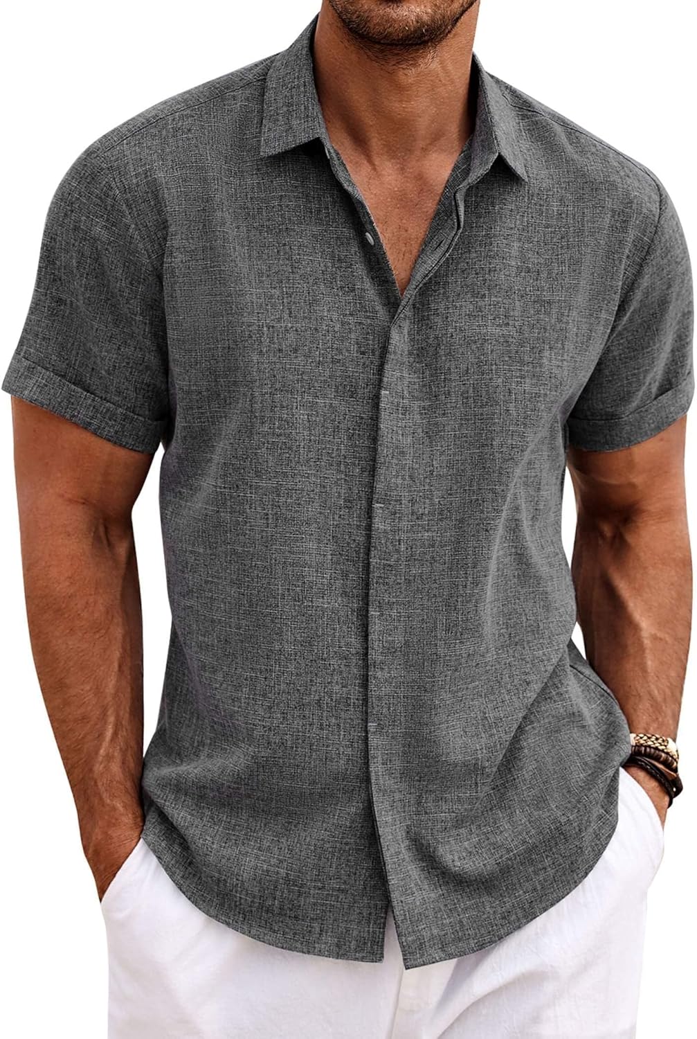 COOFANDY Men’s Linen Shirts Short Sleeve Casual Shirts Button Down Shirt for Men Beach Summer Wedding Shirt COOFANDY Men’s Linen Shirts Short Sleeve Casual Shirts Button Down Shirt for Men Beach Summer Wedding Shirt