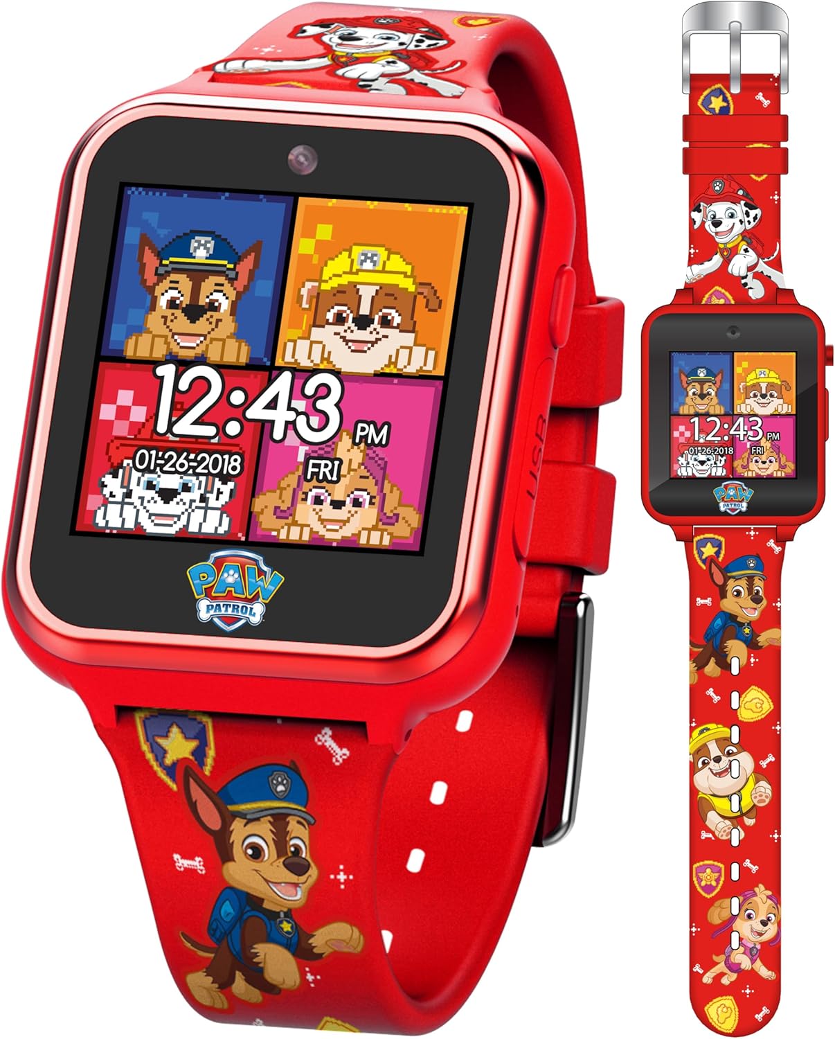 Accutime Paw Patrol Smart Watch with Camera for Kids and Toddlers – Interactive Smartwatch for Boys & Girls Featuring Games, Voice Recorder, Calculator, Pedometer, Alarm, Stopwatch, with USB Cable Accutime Paw Patrol Smart Watch with Camera for Kids and Toddlers – Interactive Smartwatch for Boys & Girls Featuring Games, Voice Recorder, Calculator, Pedometer, Alarm, Stopwatch, with USB Cable
