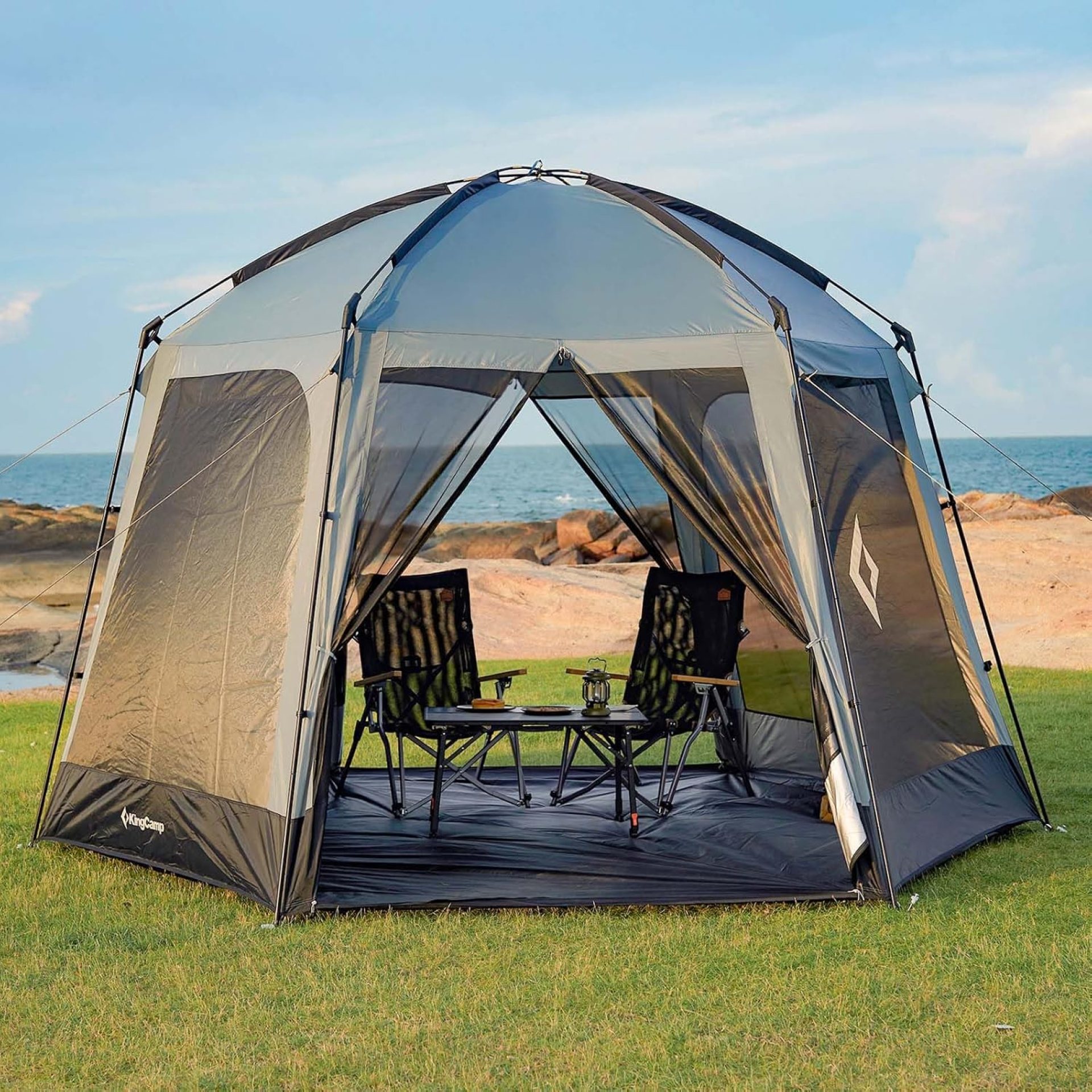 KingCamp 12 x 12 FT Screen Tent, 4-6 Person Screen Room, Easy Setup & Windproof, Instant UV Resistant Sun Shelter for Outdoor, Patio, Backyard KingCamp 12 x 12 FT Screen Tent, 4-6 Person Screen Room, Easy Setup & Windproof, Instant UV Resistant Sun Shelter for Outdoor, Patio, Backyard