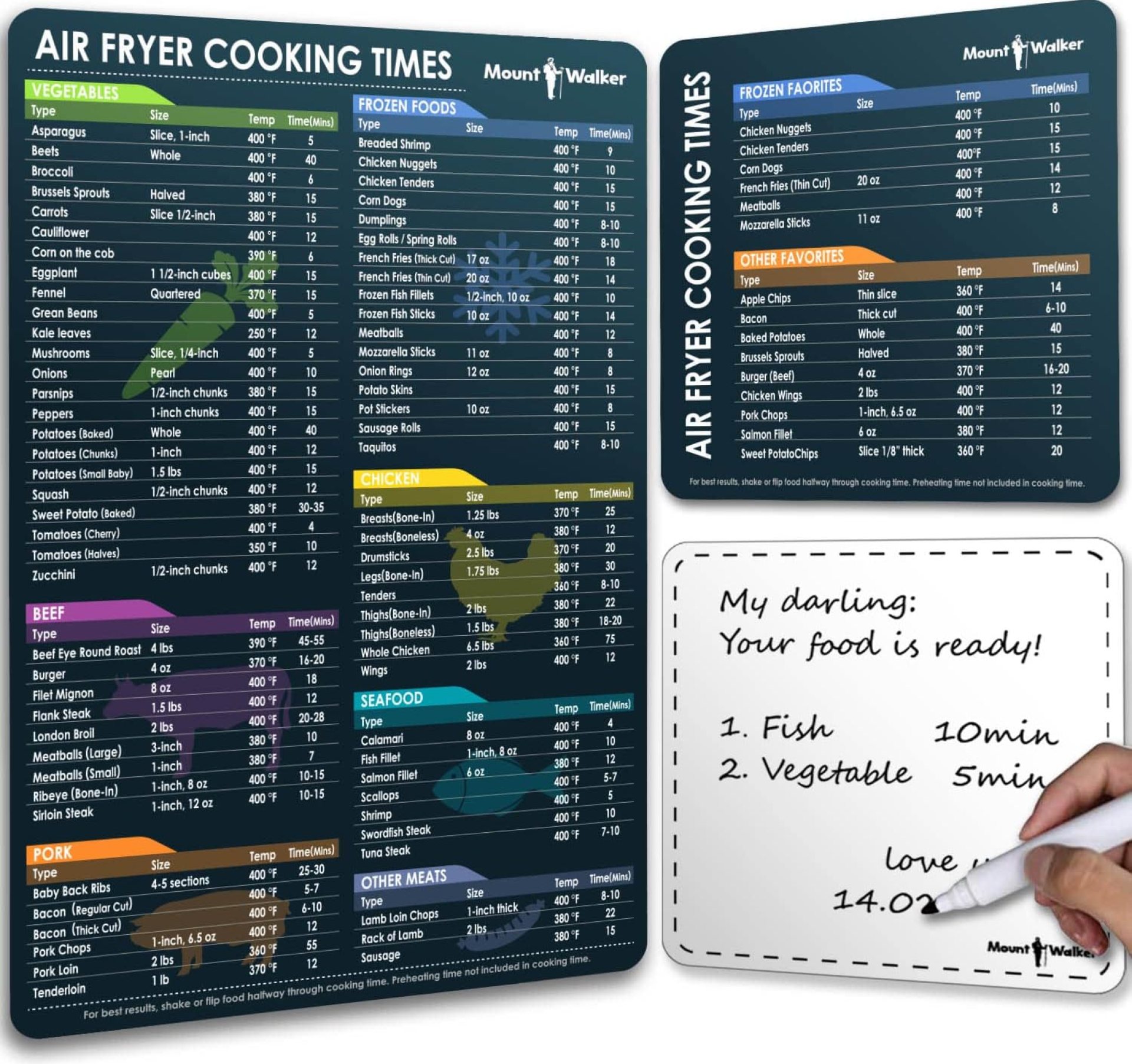 Air Fryer Magnetic Cheat Sheet Set (1 Set of 3 Pcs) – Cook Times Chart, Recipe Cards, Dry-Erase Fridge Whiteboard, Kitchen Accessories (Black). Air Fryer Magnetic Cheat Sheet Set (1 Set of 3 Pcs) – Cook Times Chart, Recipe Cards, Dry-Erase Fridge Whiteboard, Kitchen Accessories (Black).