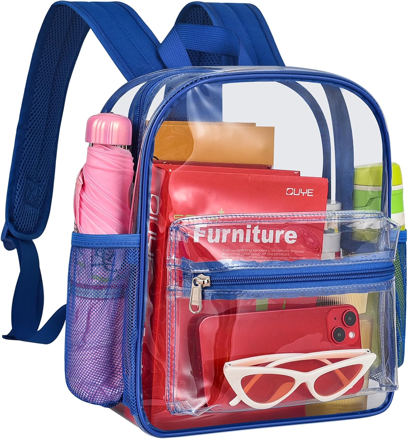 MAY TREE Clear Backpack for Stadium Events, 12x11x4.5 Inch Small Clear Backpack for Concert Festival Sports Outdoor – Blue MAY TREE Clear Backpack for Stadium Events, 12x11x4.5 Inch Small Clear Backpack for Concert Festival Sports Outdoor – Blue